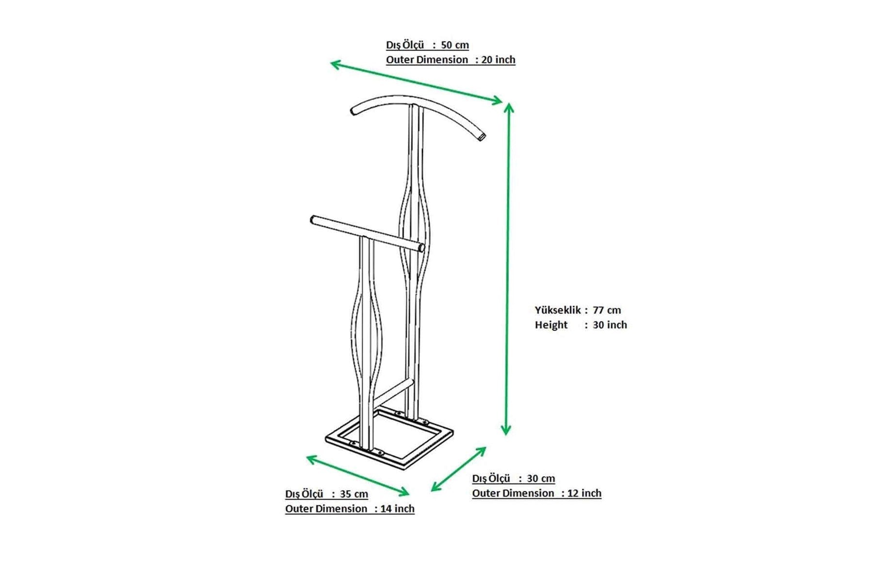 Argimo Dilsiz Uşak Çift Tepeli Metal Modüler Ofis İşyeri Elbise Askılık
