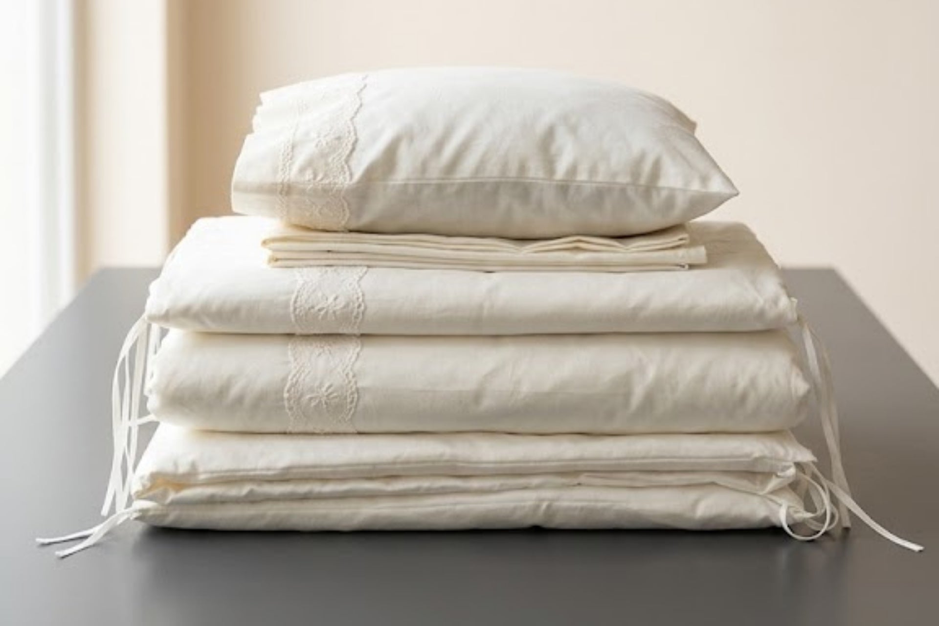 Argimo %100 Pamuk Bunny Beşik Bebek 7 Parça Fransız Güpürlü Uyku Seti Krem