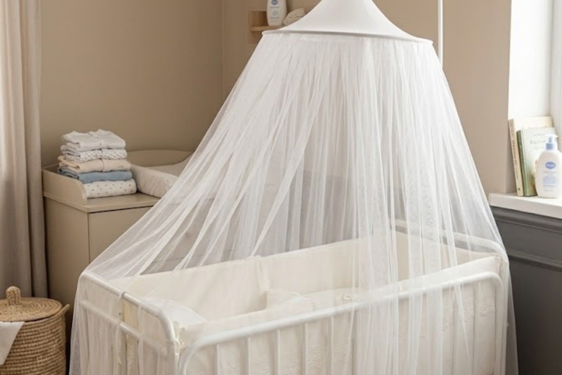 Argimo Bebek Park Beşik Cibinliği Bebek Karyola Tülü Beyaz