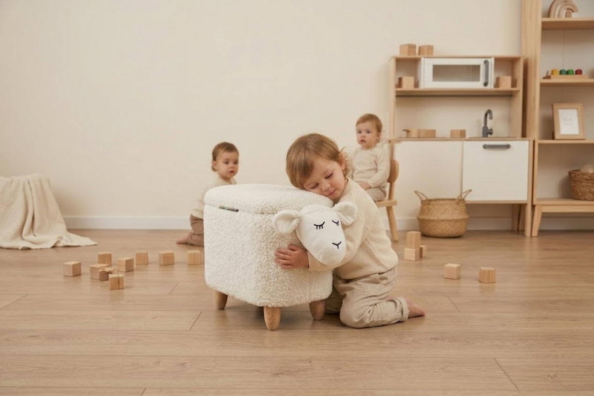 Argimo Mellow Kuzu Figürlü Bebek Çocuk Odası Sandıklı Puf