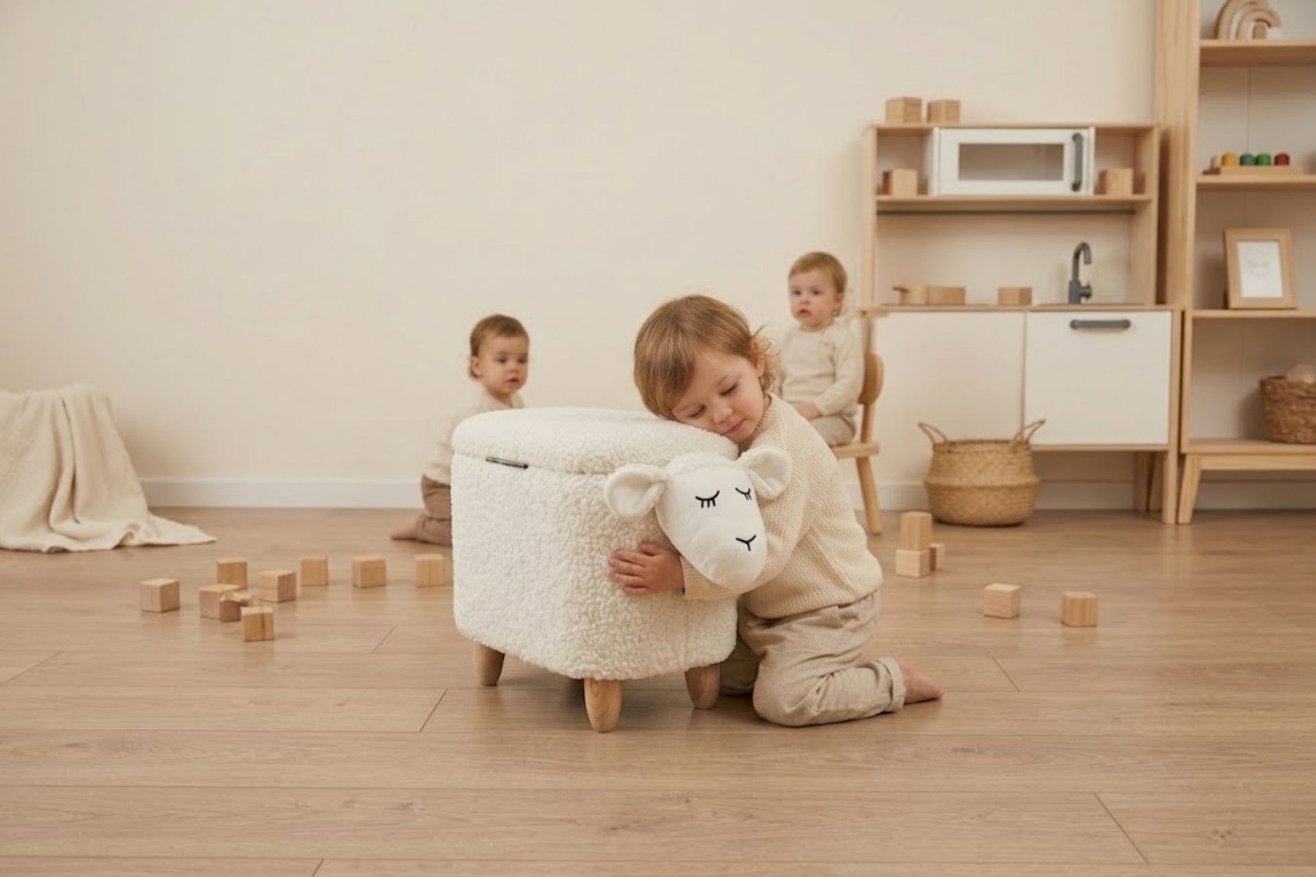 Argimo Mellow Kuzu Figürlü Bebek Çocuk Odası Sandıklı Puf