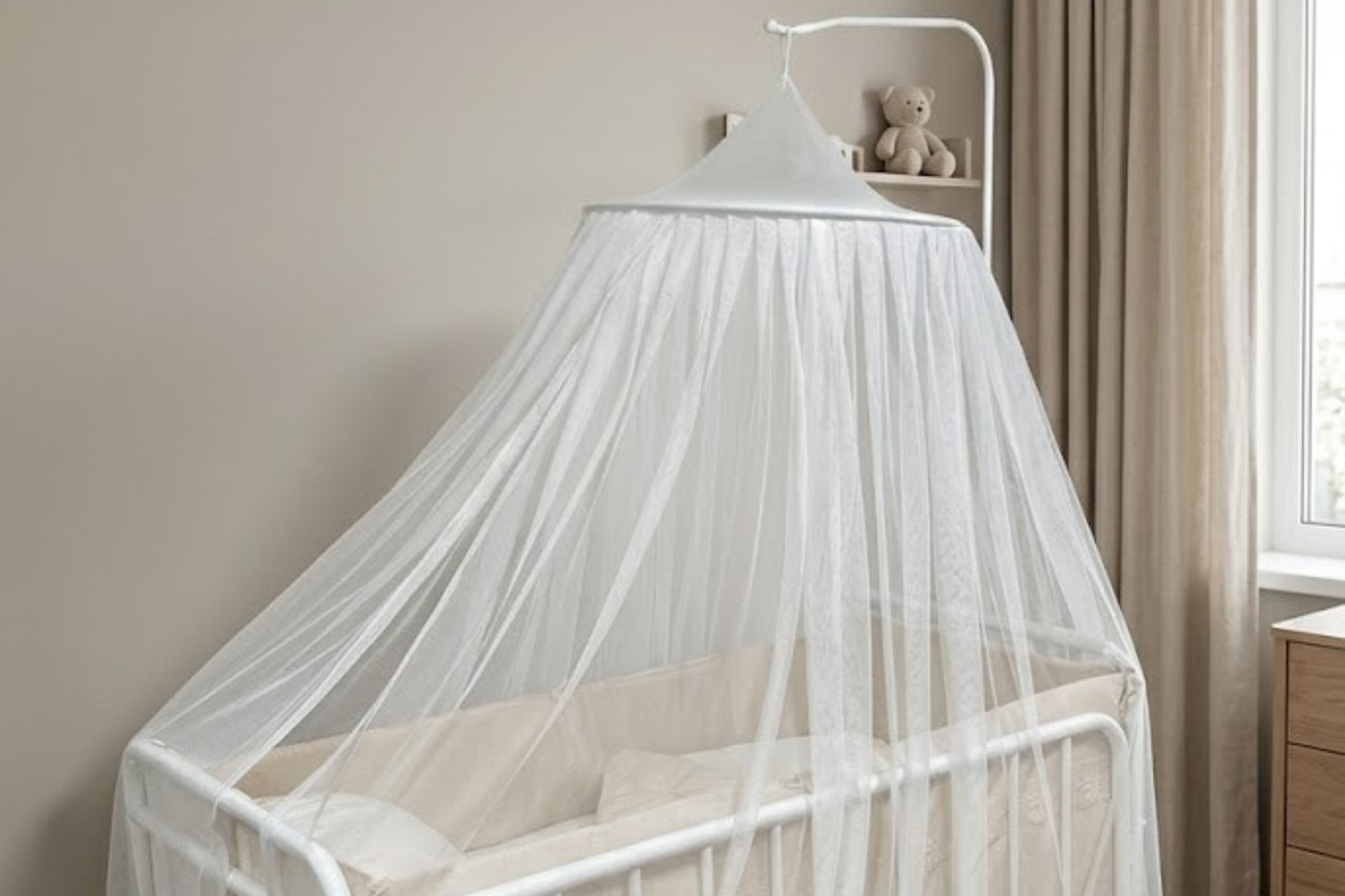 Argimo Bebek Park Beşik Cibinliği Bebek Karyola Tülü Beyaz