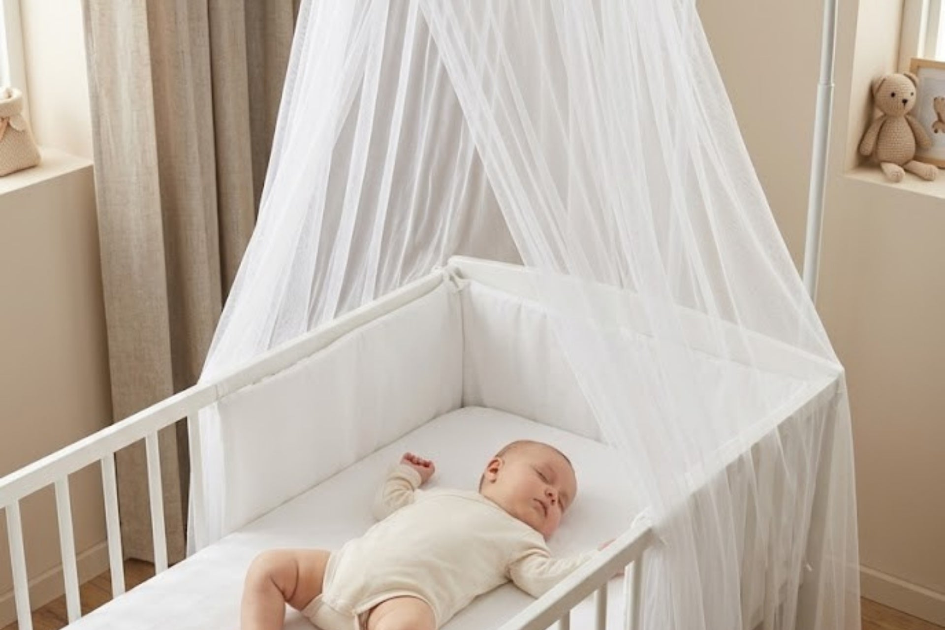 Argimo Bebek Park Beşik Cibinliği Bebek Karyola Tülü Beyaz