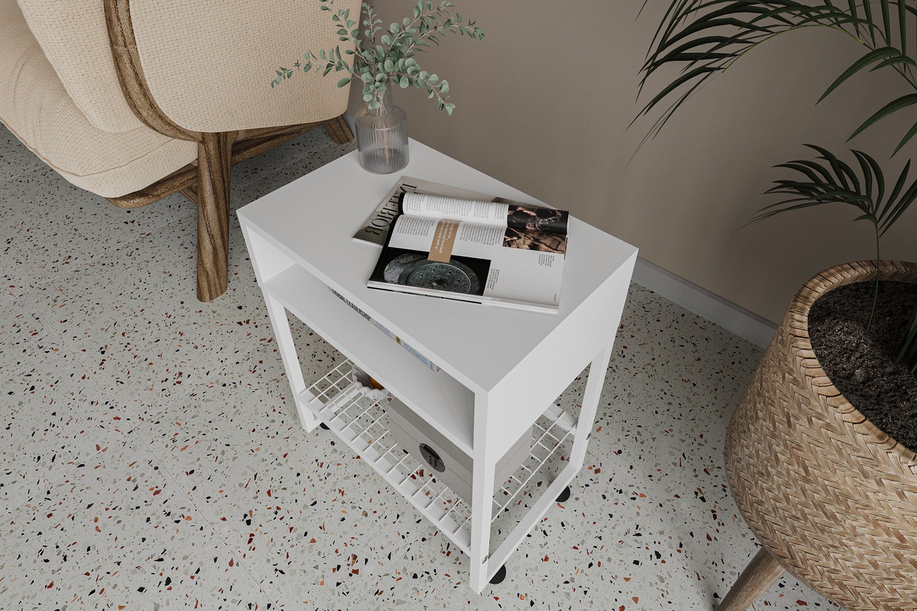 Argimo Armoni Metal Komodin Yatak Yanı Raf Sehpa