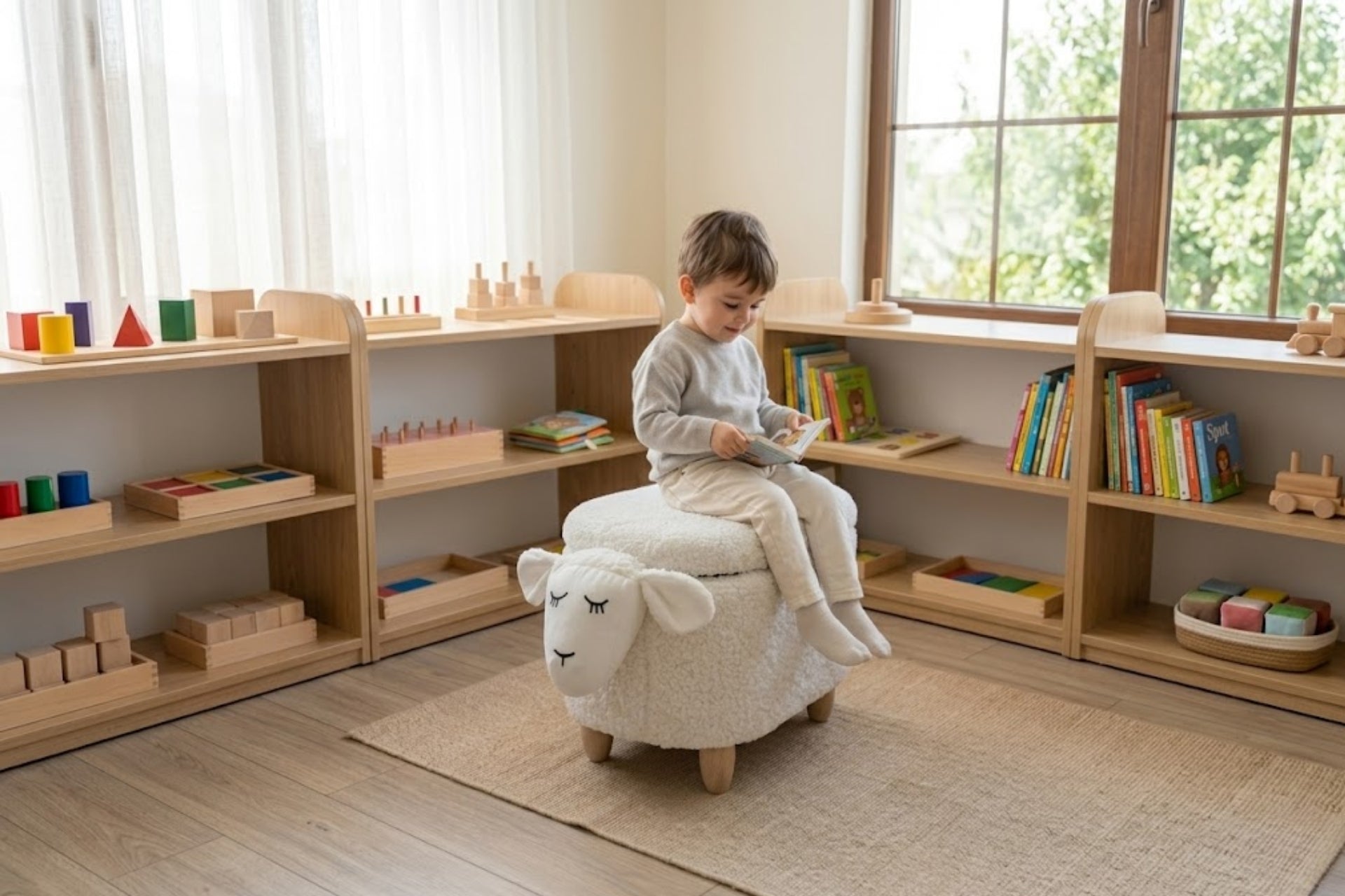 Argimo Mellow Kuzu Figürlü Bebek Çocuk Odası Sandıklı Puf