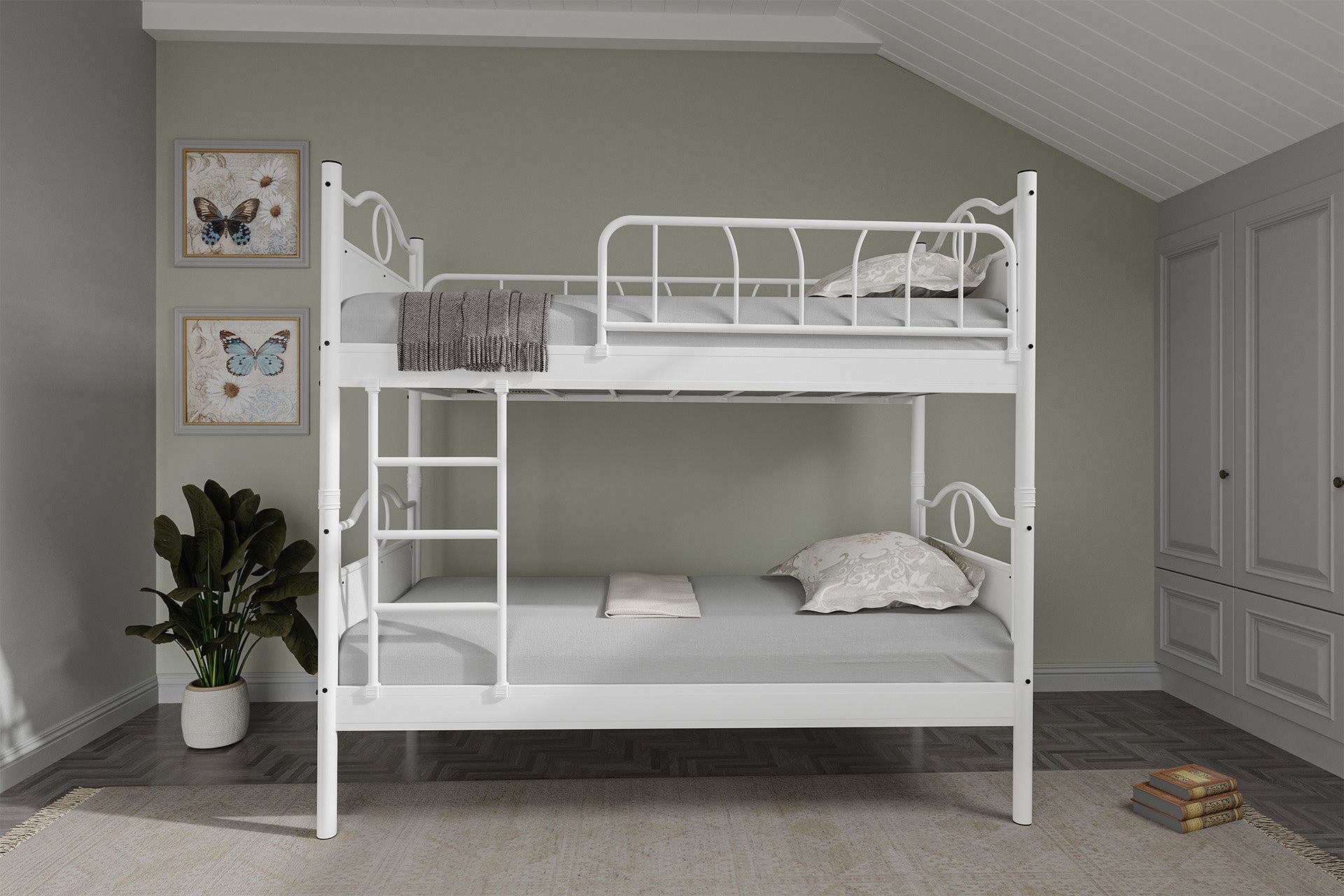 Argimo Zümrüt Genç Çocuk Odası Beyaz Metal Ranza ve Karyola