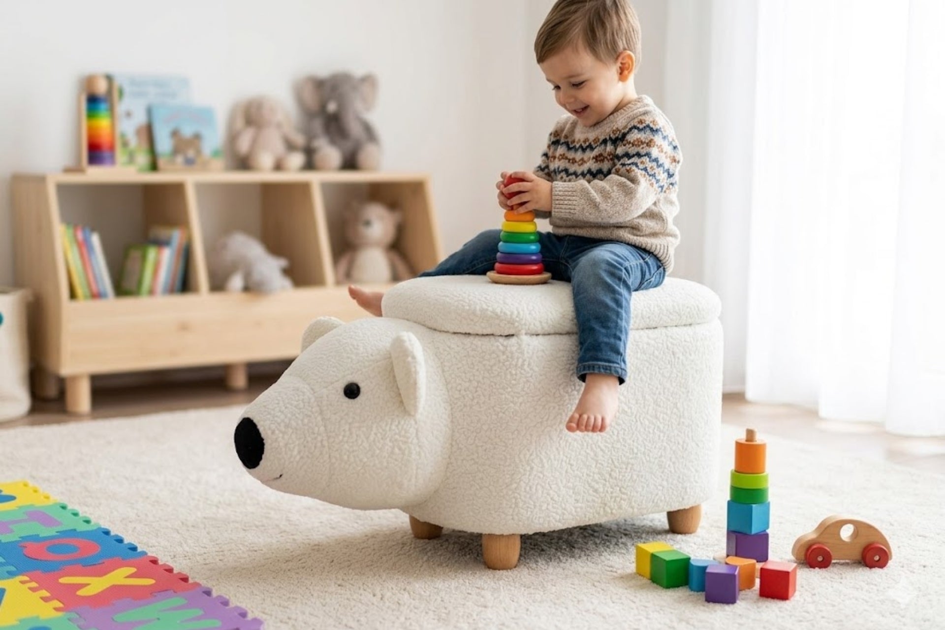 Argimo Bobo Kutup Ayısı Bebek Çocuk Odası Sandıklı Puf