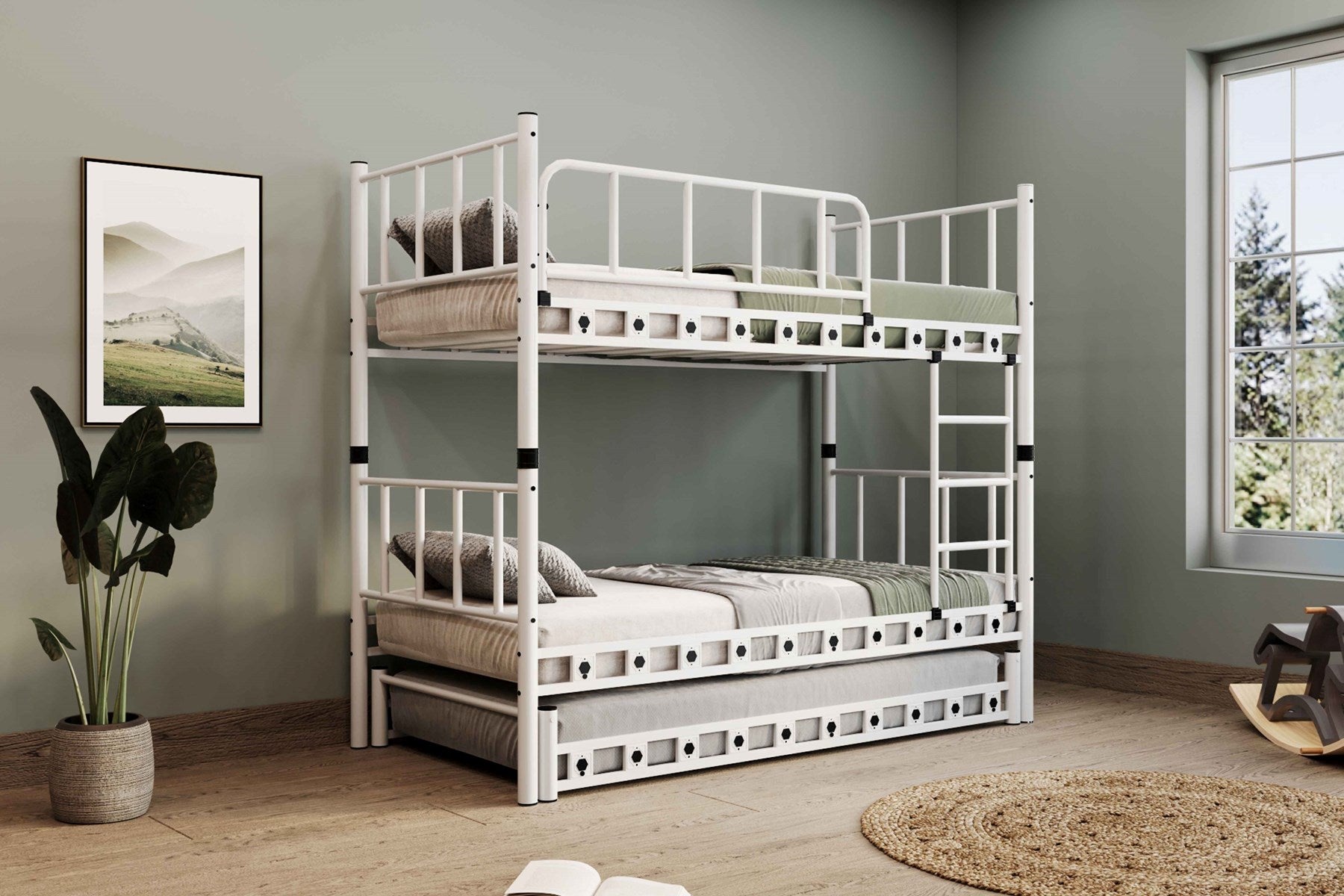 Argimo Zambak Yavrulu Genç Çocuk Odası Metal Ranza ve Karyola