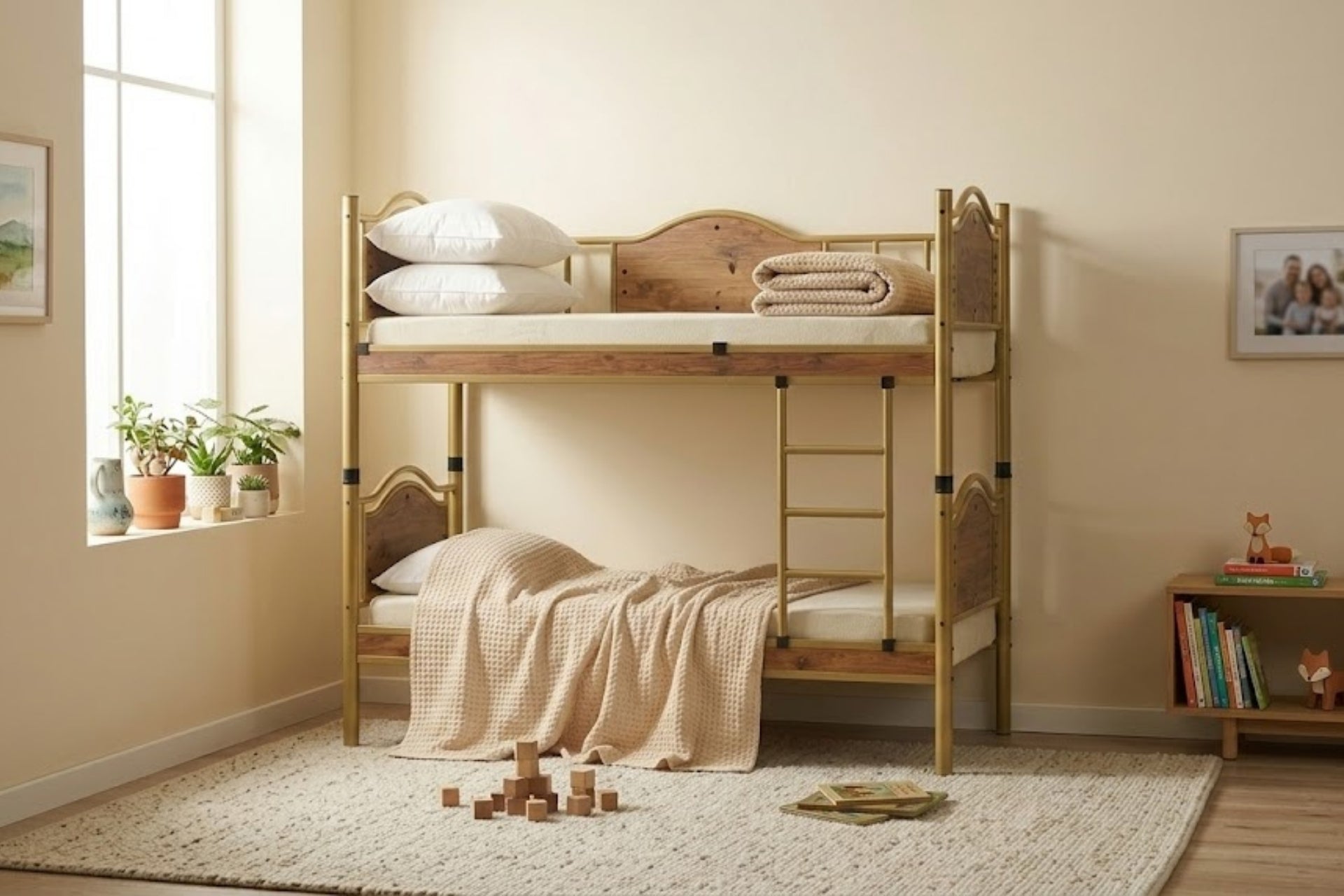 Argimo Avangard Genç Çocuk Odası Ahşap Başlıklı Metal Ranza ve Karyola