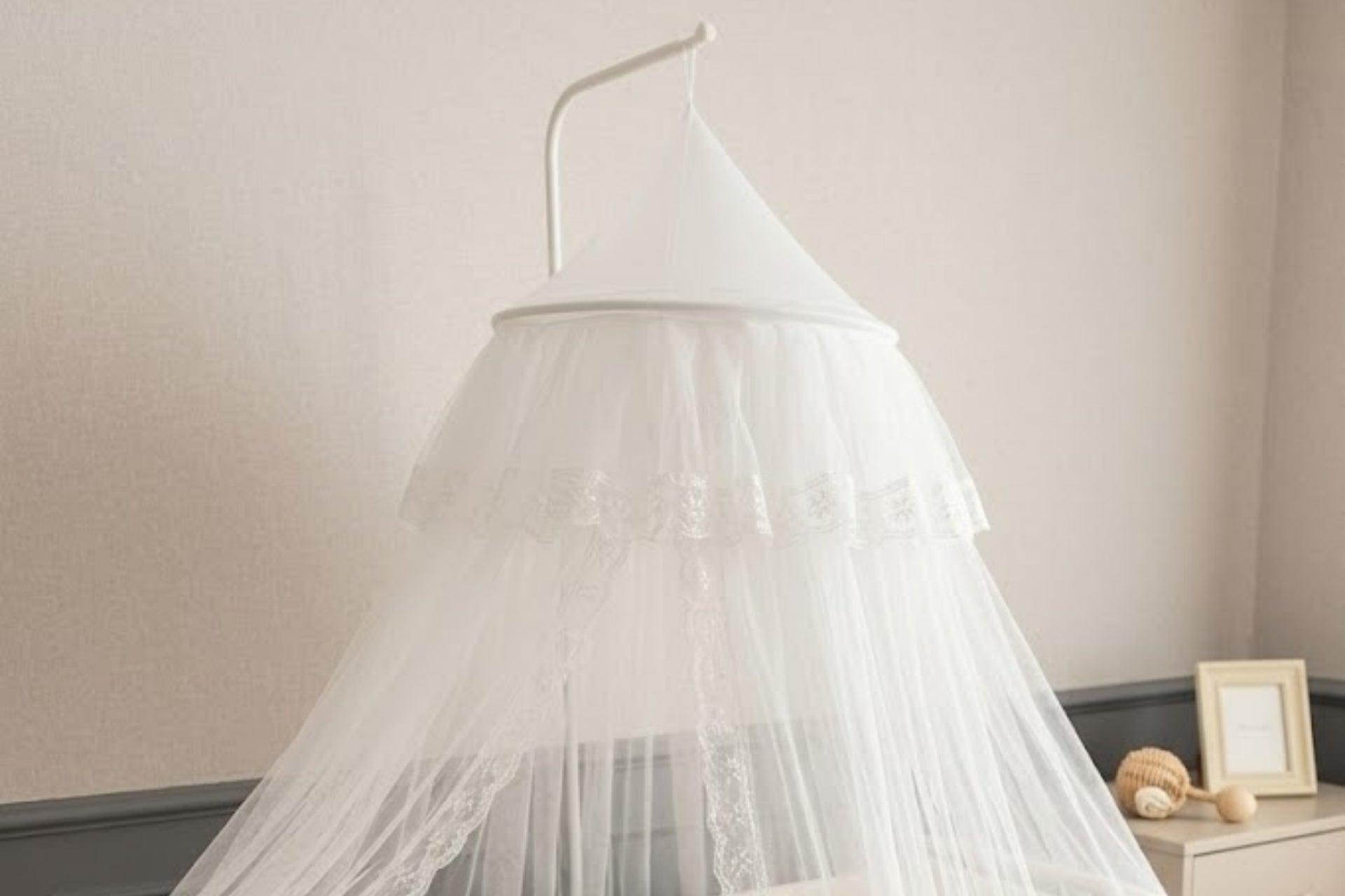 Argimo Fransız Güpürlü Park Beşik Cibinliği Bebek Karyola Tülü Beyaz