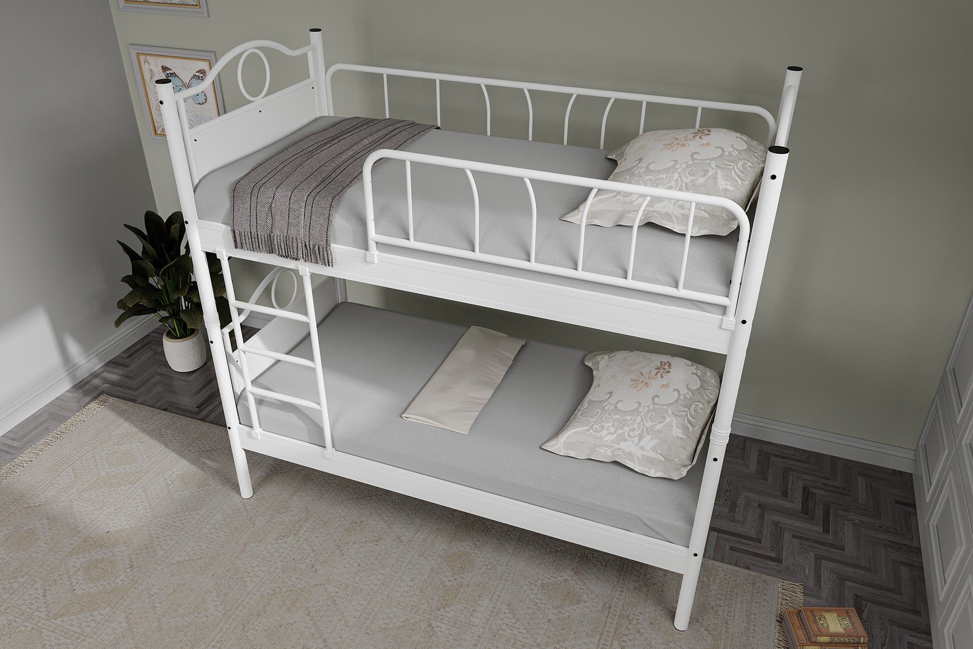 Argimo Zümrüt Genç Çocuk Odası Beyaz Metal Ranza ve Karyola