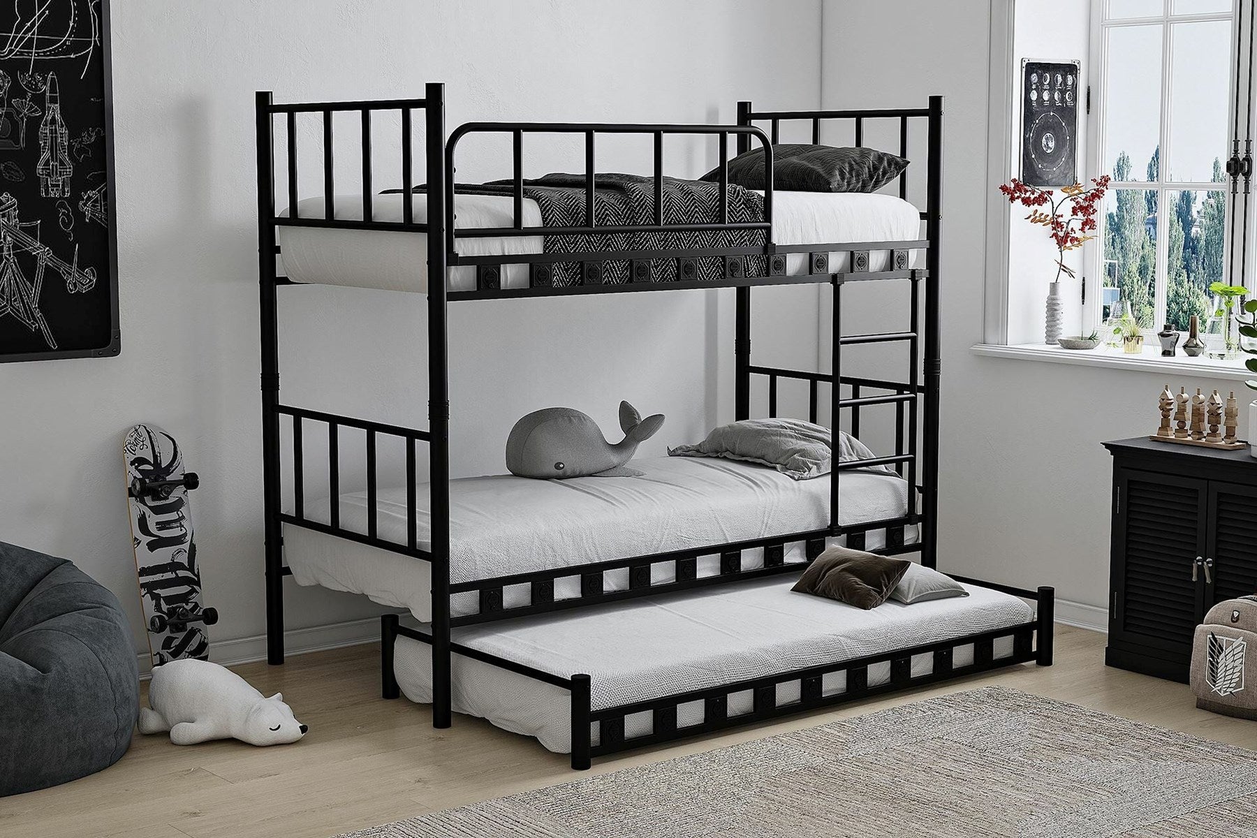 Argimo Zambak Yavrulu Genç Çocuk Odası Metal Ranza ve Karyola