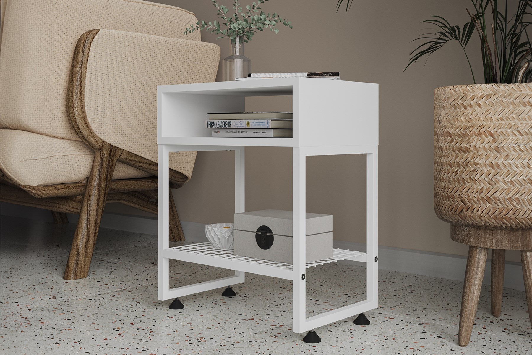 Argimo Armoni Metal Komodin Yatak Yanı Raf Sehpa