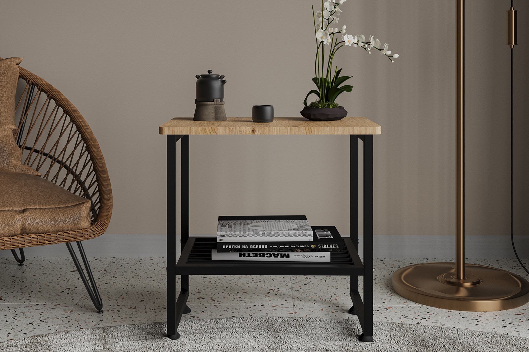 Argimo Legno Metal Baş Ucu Komodin