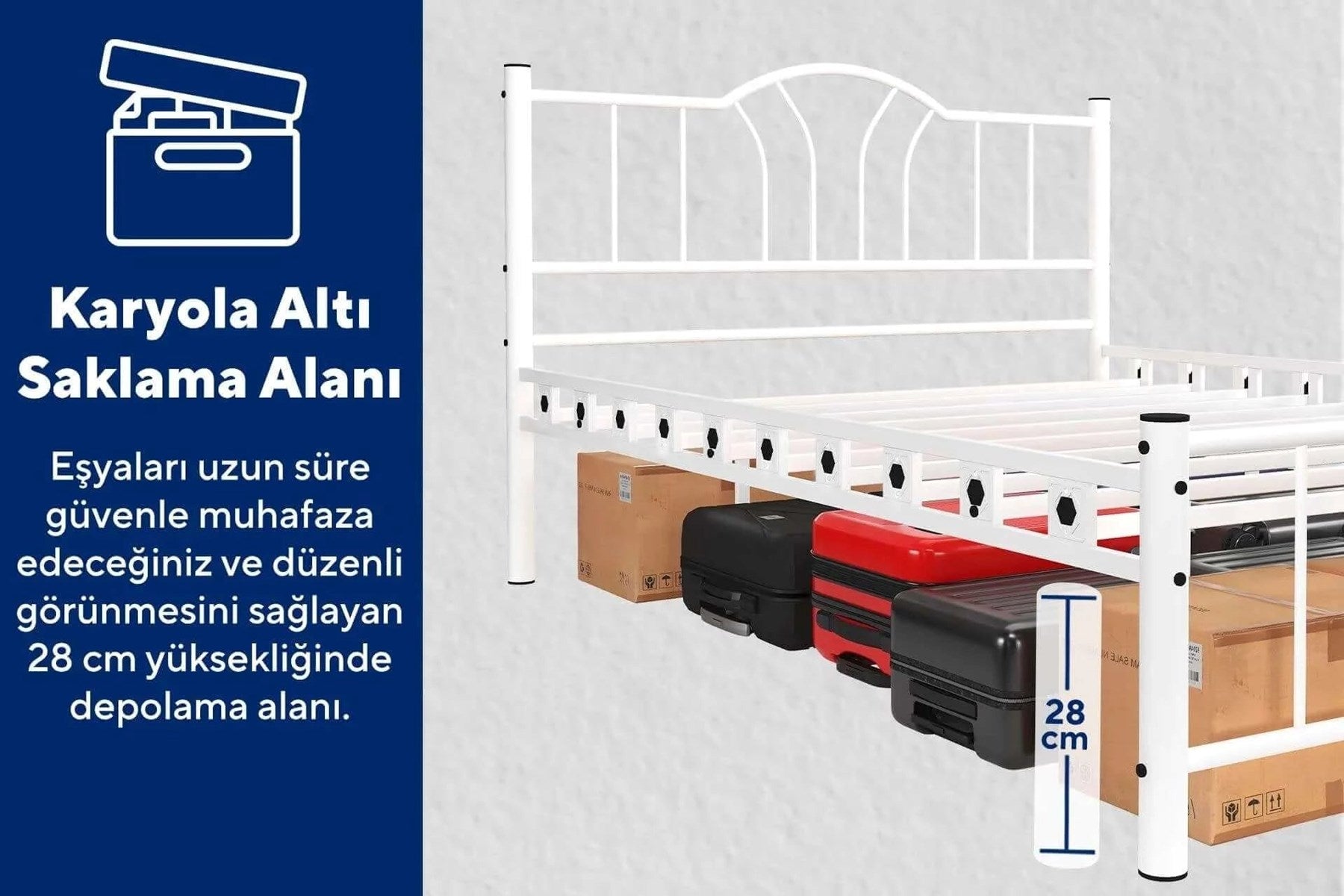 Argimo Bella Çift Kişilik Ferforje Metal Karyola