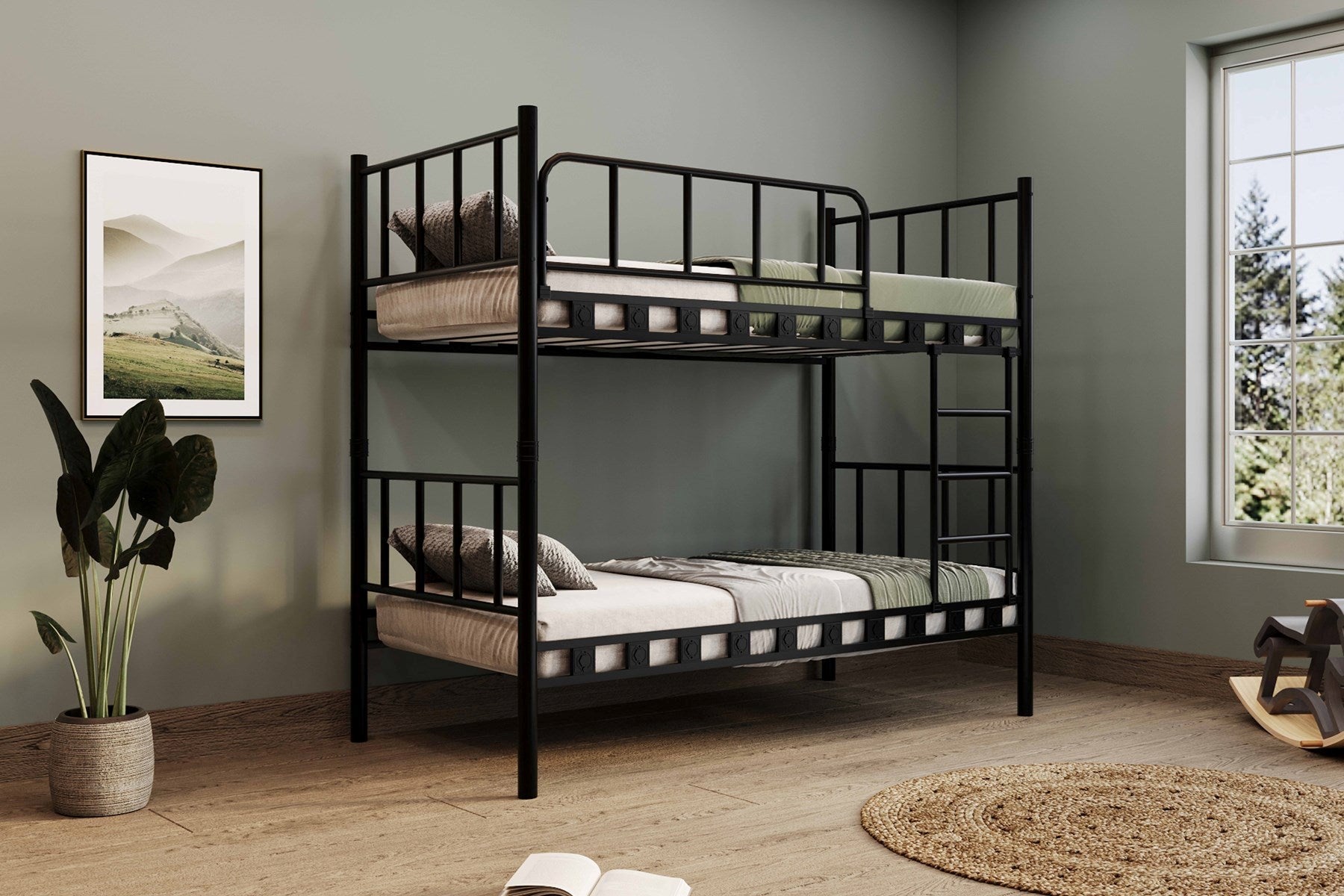 Argimo Zambak Genç Çocuk Yatak Odası Metal Ranza ve Karyola