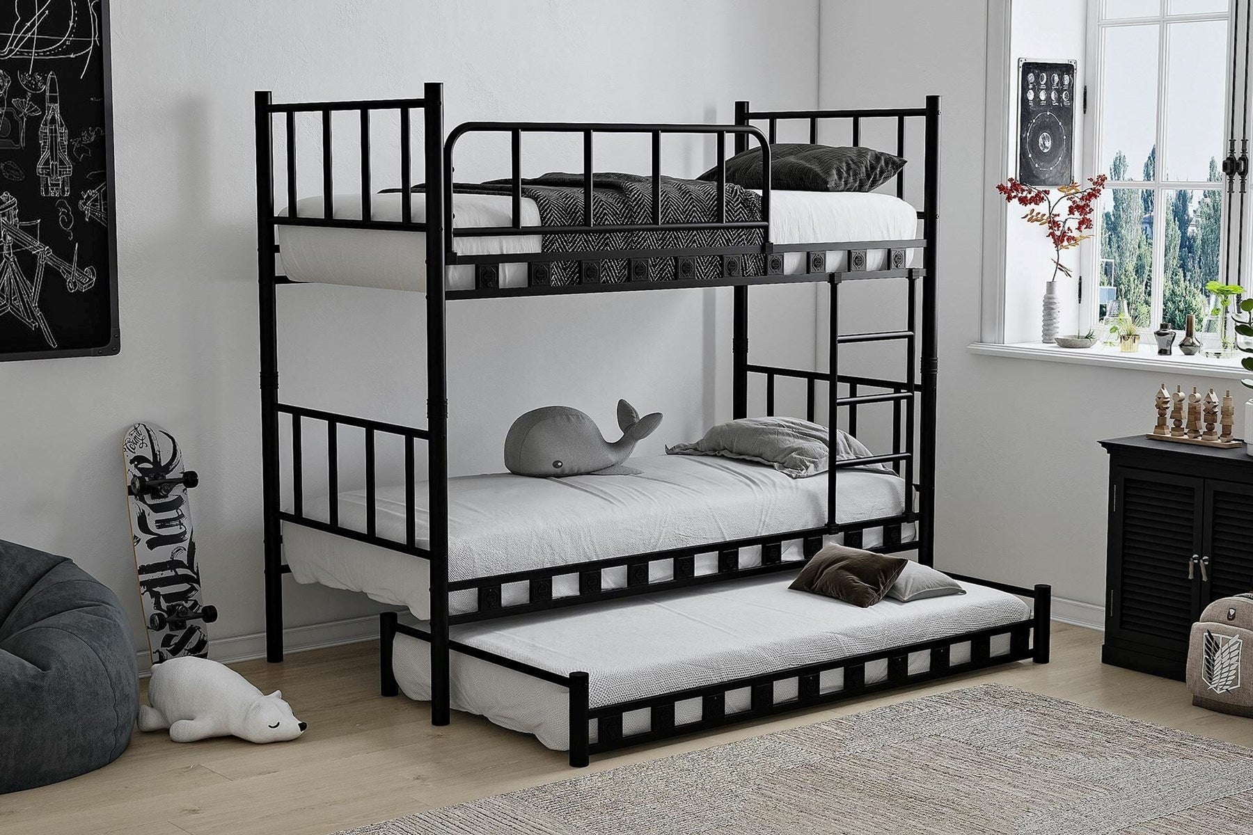 Argimo Zambak Yavrulu Genç Çocuk Odası Metal Ranza ve Karyola