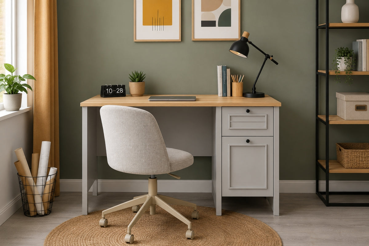 Argimo Talia Çekmeceli Çalışma Masası 65x120x87 cm Açık Gri