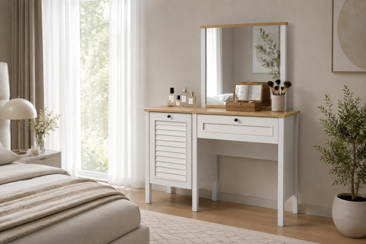 Argimo Talia Aynalı Makyaj Masası 41x120x136 cm Beyaz