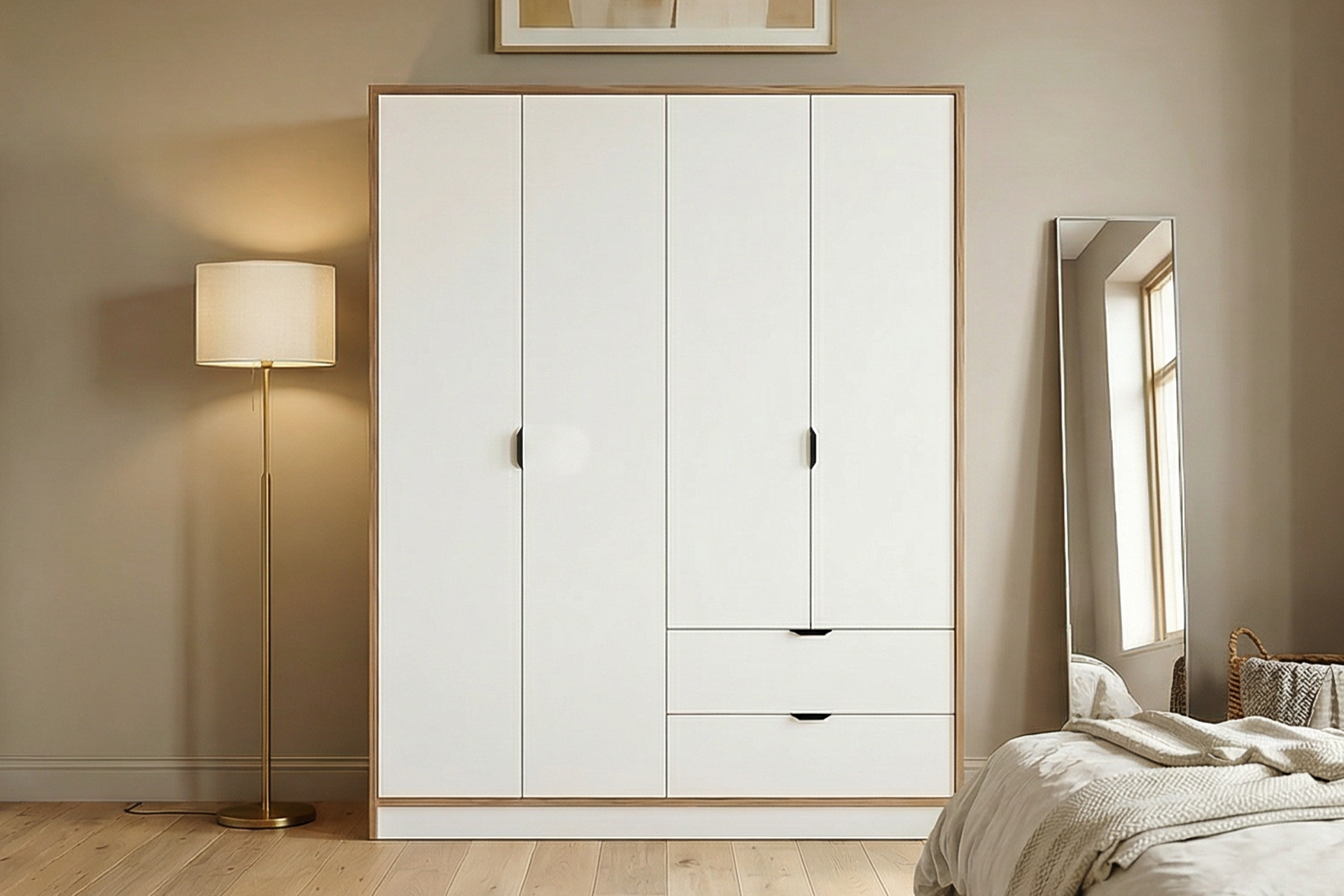 Argimo Arya 4 Kapaklı Dolap 44x145x182 cm Beyaz