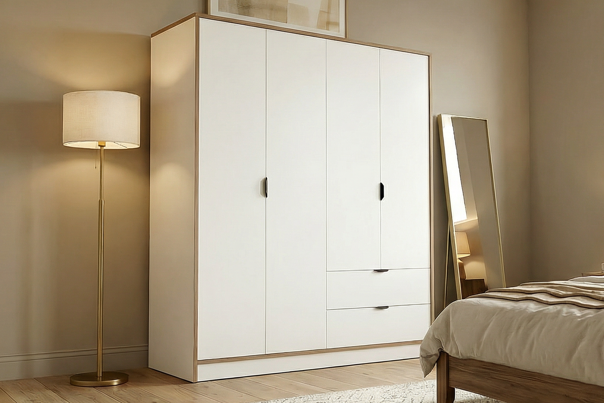 Argimo Arya 4 Kapaklı Dolap 44x145x182 cm Beyaz