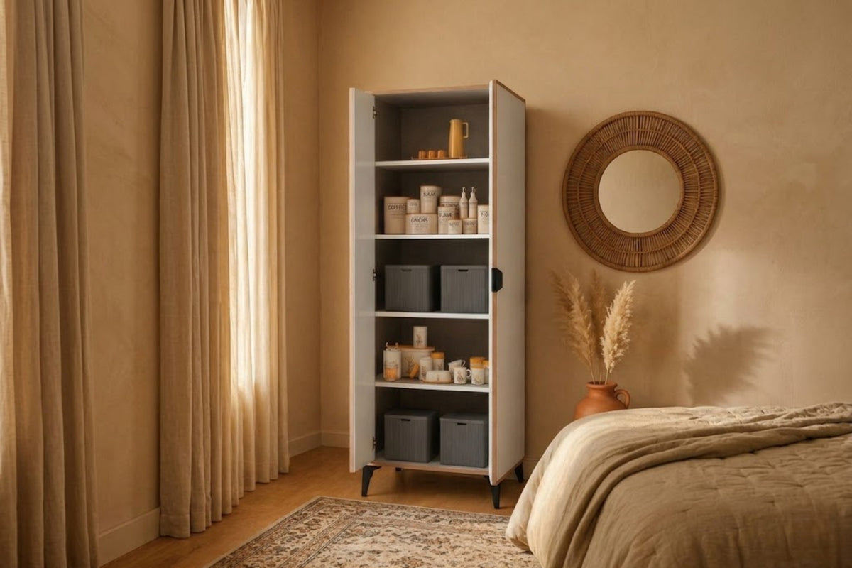Argimo Arya 2 Kapaklı Çok Amaçlı Dolap 37x65x190 cm Beyaz