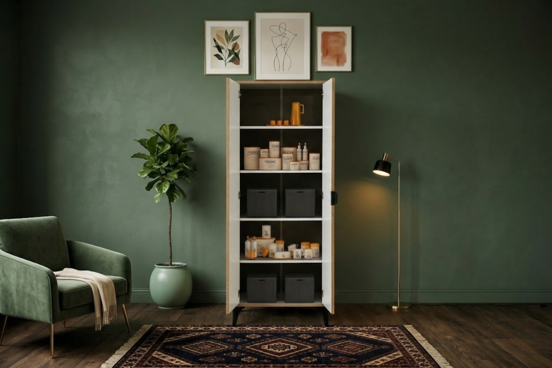 Argimo Arya 2 Kapaklı Çok Amaçlı Dolap 37x65x190 cm Beyaz