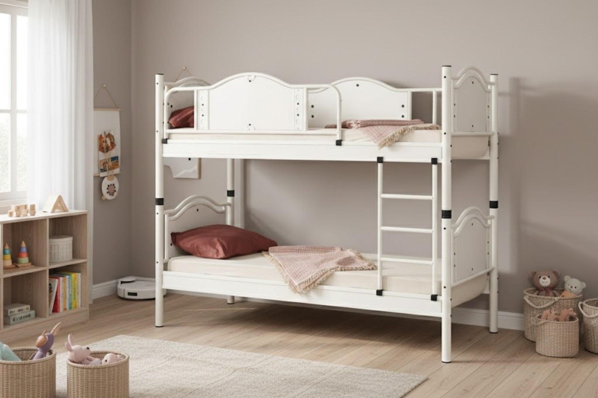 Argimo Avangard Genç Çocuk Odası Ahşap Başlıklı Metal Ranza ve Karyola