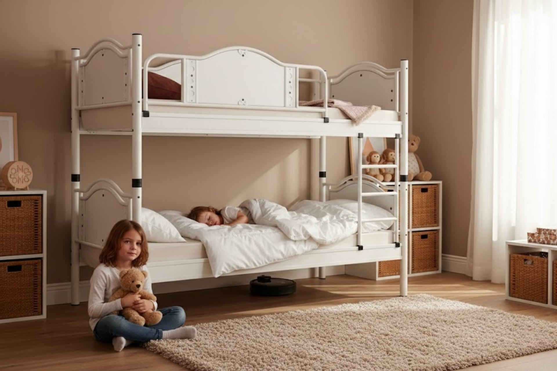 Argimo Avangard Genç Çocuk Odası Ahşap Başlıklı Metal Ranza ve Karyola