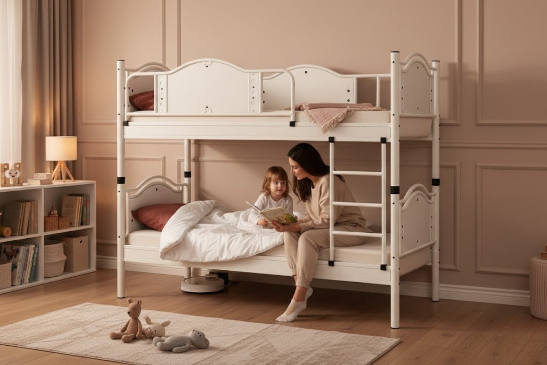 Argimo Avangard Genç Çocuk Odası Ahşap Başlıklı Metal Ranza ve Karyola