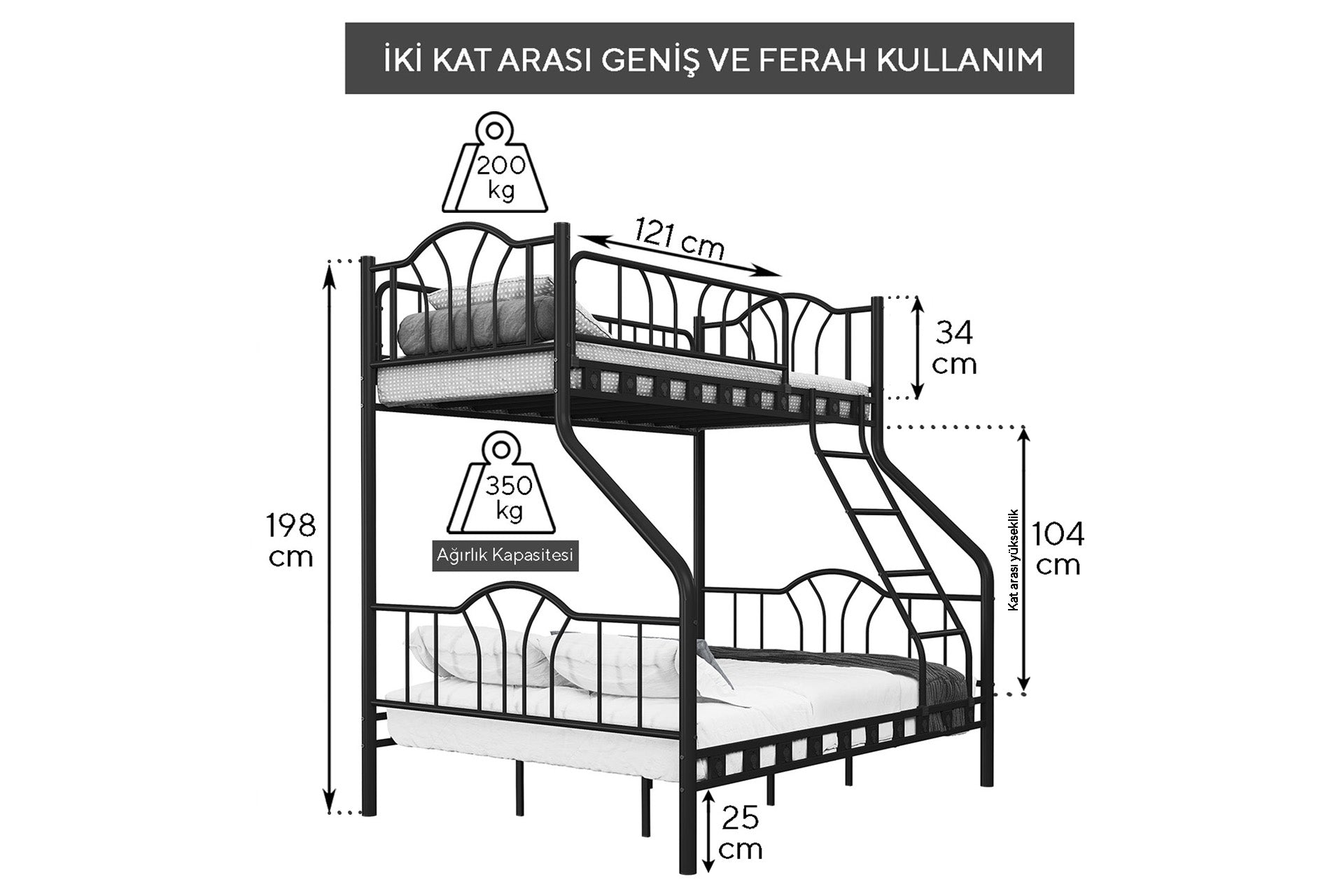 Argimo İmaj 3 Kişilik Ebeveyn 3'lü Metal Ranza