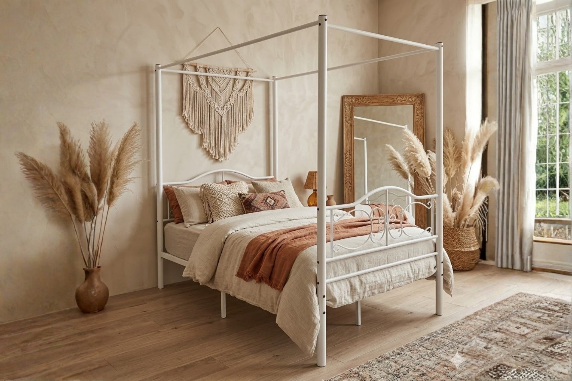 Argimo Pero Sultan Tek Kişilik Başlıklı Metal Beyaz Karyola (Cibinliksiz)