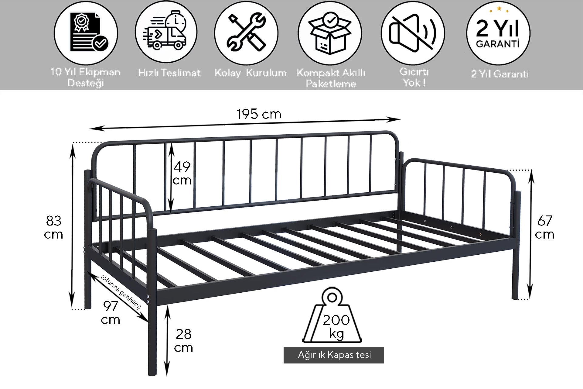 Argimo Sofia Kırlentli Minderli Metal Karyola