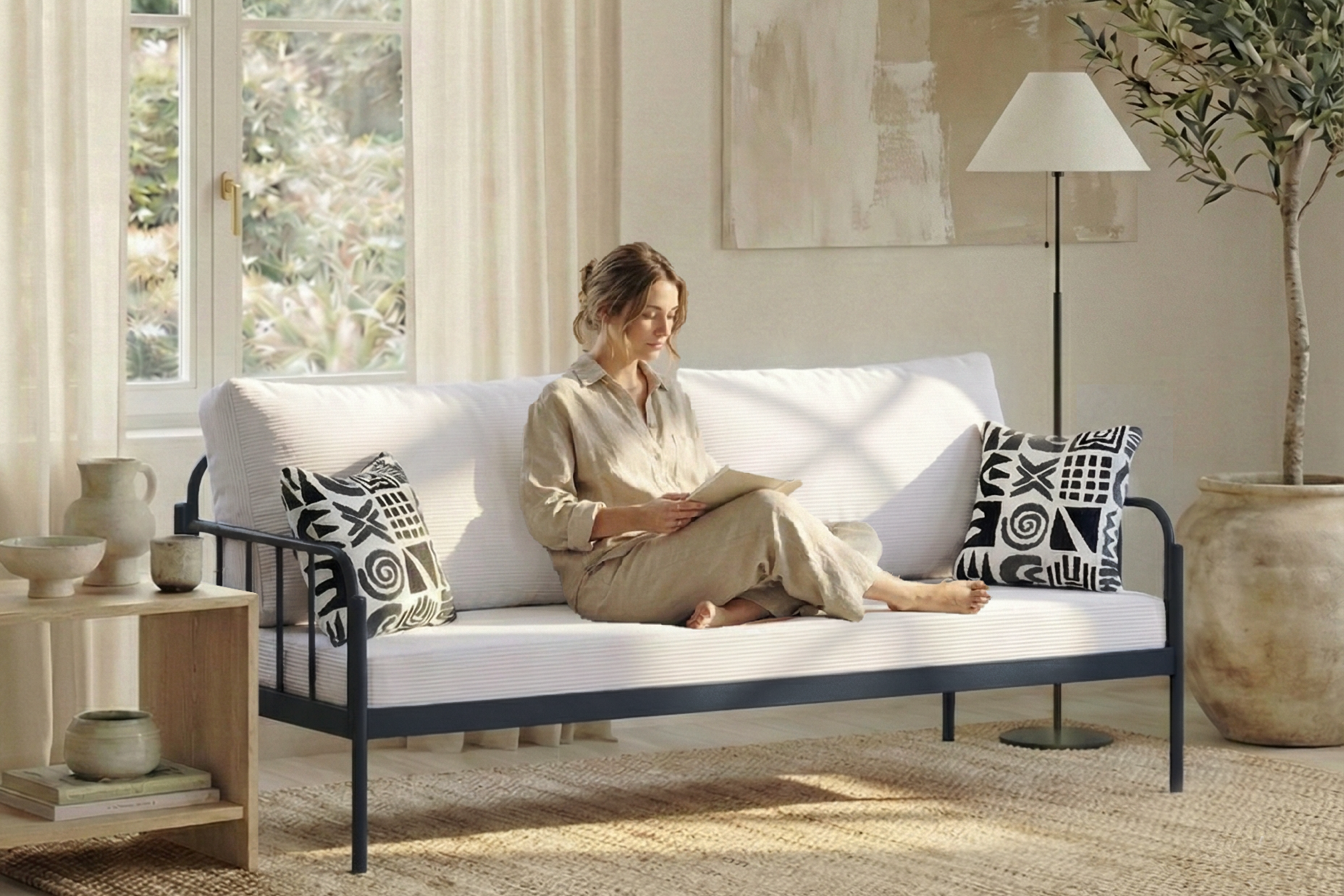 Argimo Sofia Kırlentli Minderli Metal Karyola