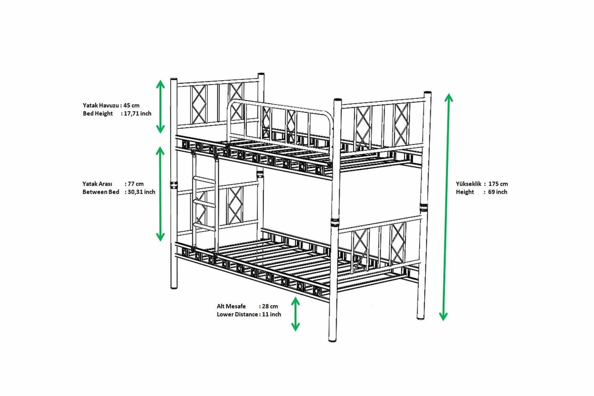 Argimo Carme Genç Çocuk Odası Metal Ranza ve Karyola - Argimo