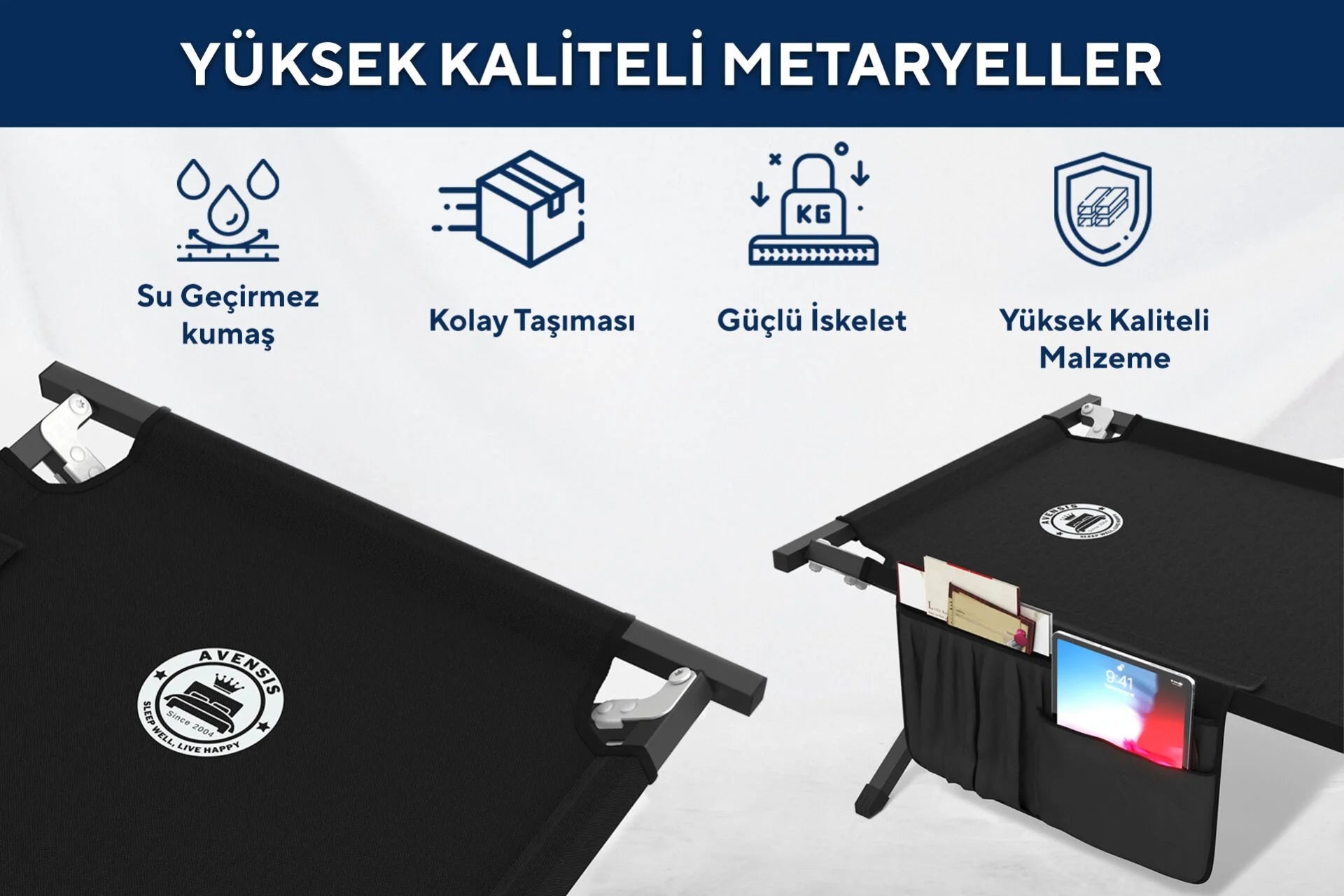 Argimo Katlanır Kampet Siyah Kamp Yatağı - Argimo