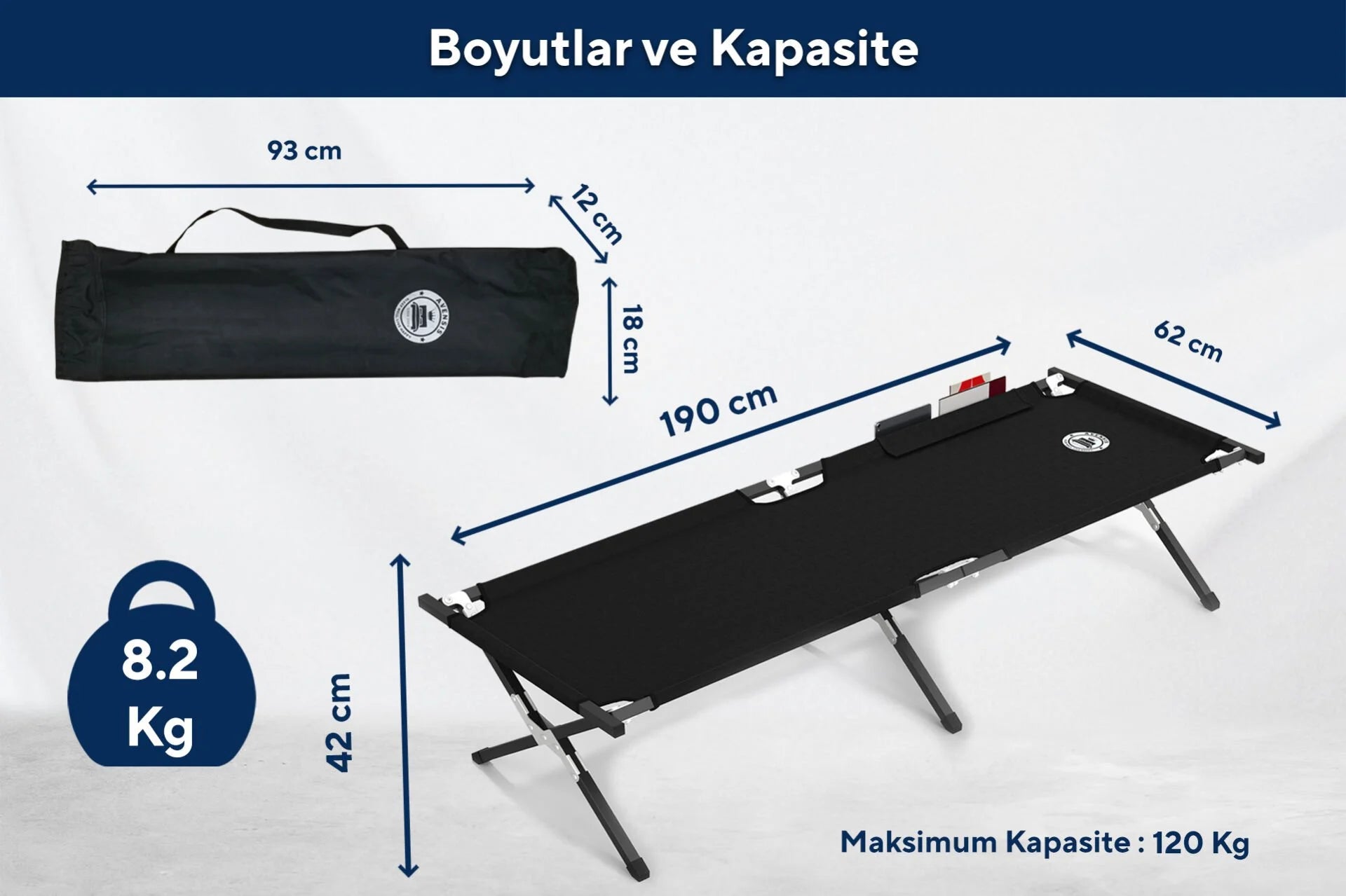 Argimo Katlanır Kampet Siyah Kamp Yatağı - Argimo