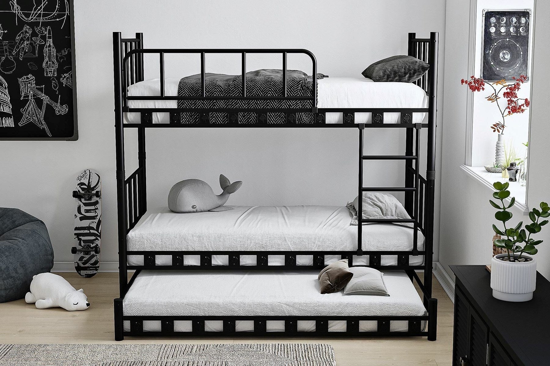 Argimo Zambak Yavrulu Genç Çocuk Odası Metal Ranza ve Karyola