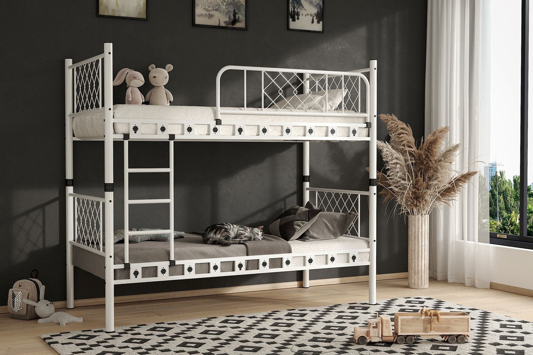 Argimo Metis Genç Çocuk Yatak Odası Metal Ranza ve Karyola