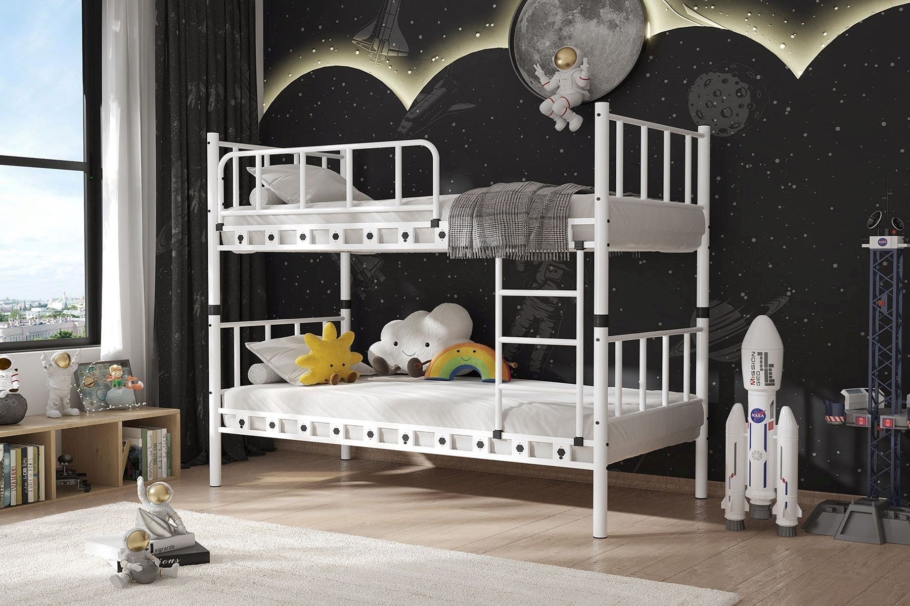 Argimo Zambak Genç Çocuk Yatak Odası Metal Ranza ve Karyola