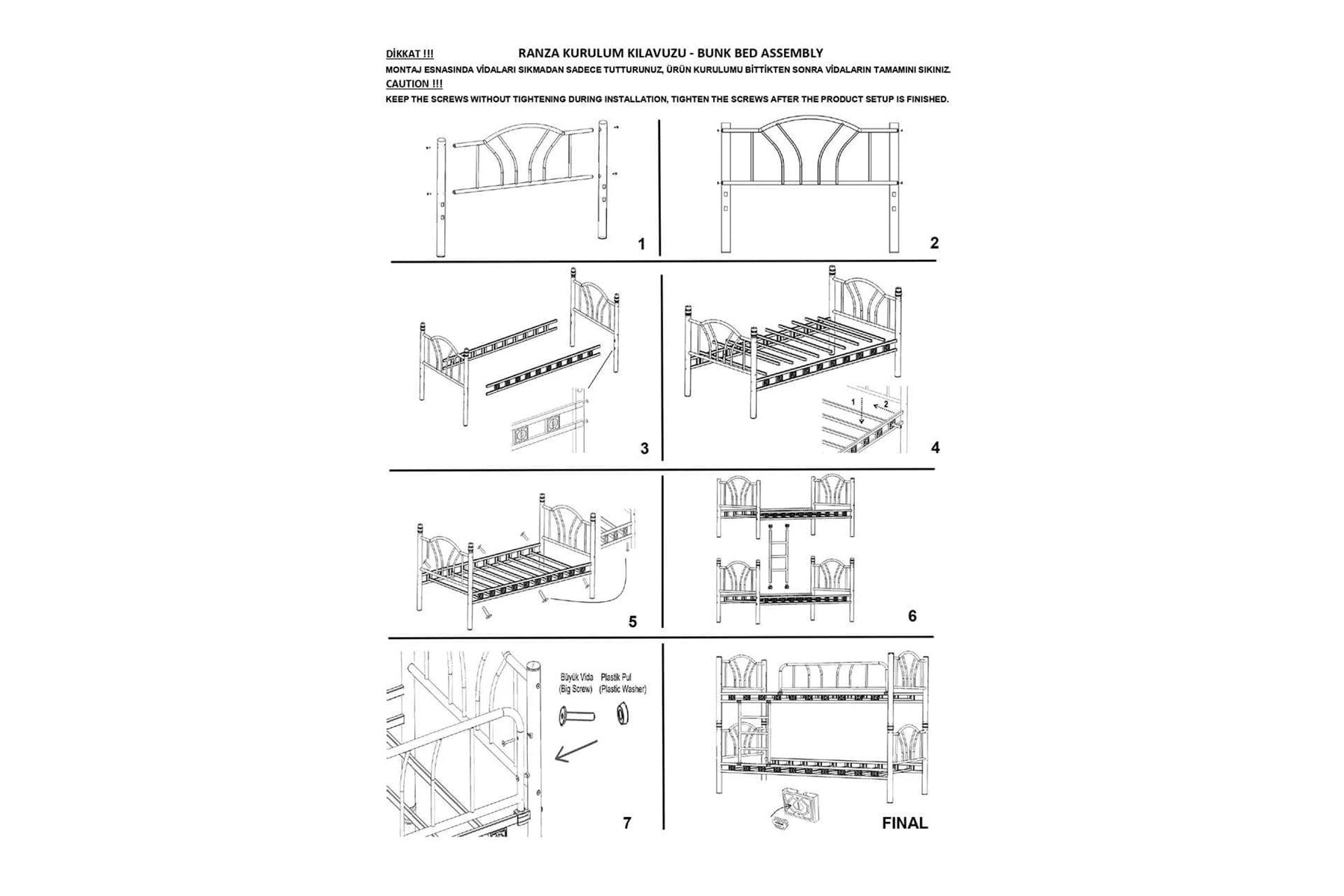 Argimo Metis Siyah Turuncu Çift Katlı Ekstra Korkuluklu Güvenlikli Ranza