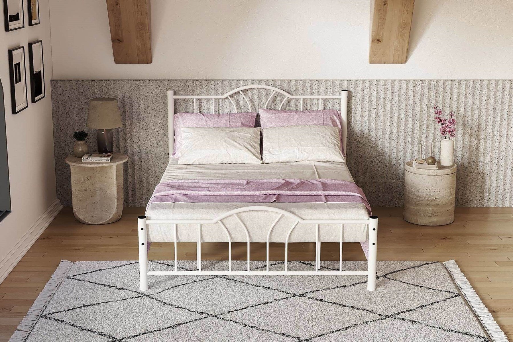 Argimo Bella Çift Kişilik Ferforje Metal Karyola