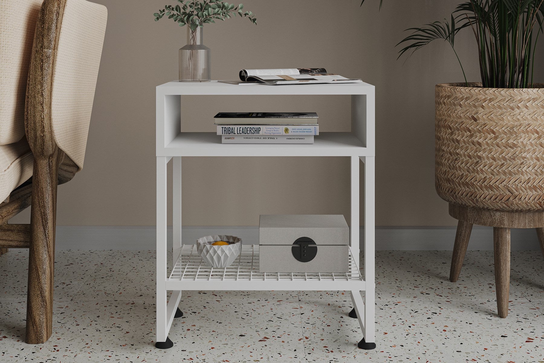 Argimo Armoni Metal Komodin Yatak Yanı Raf Sehpa