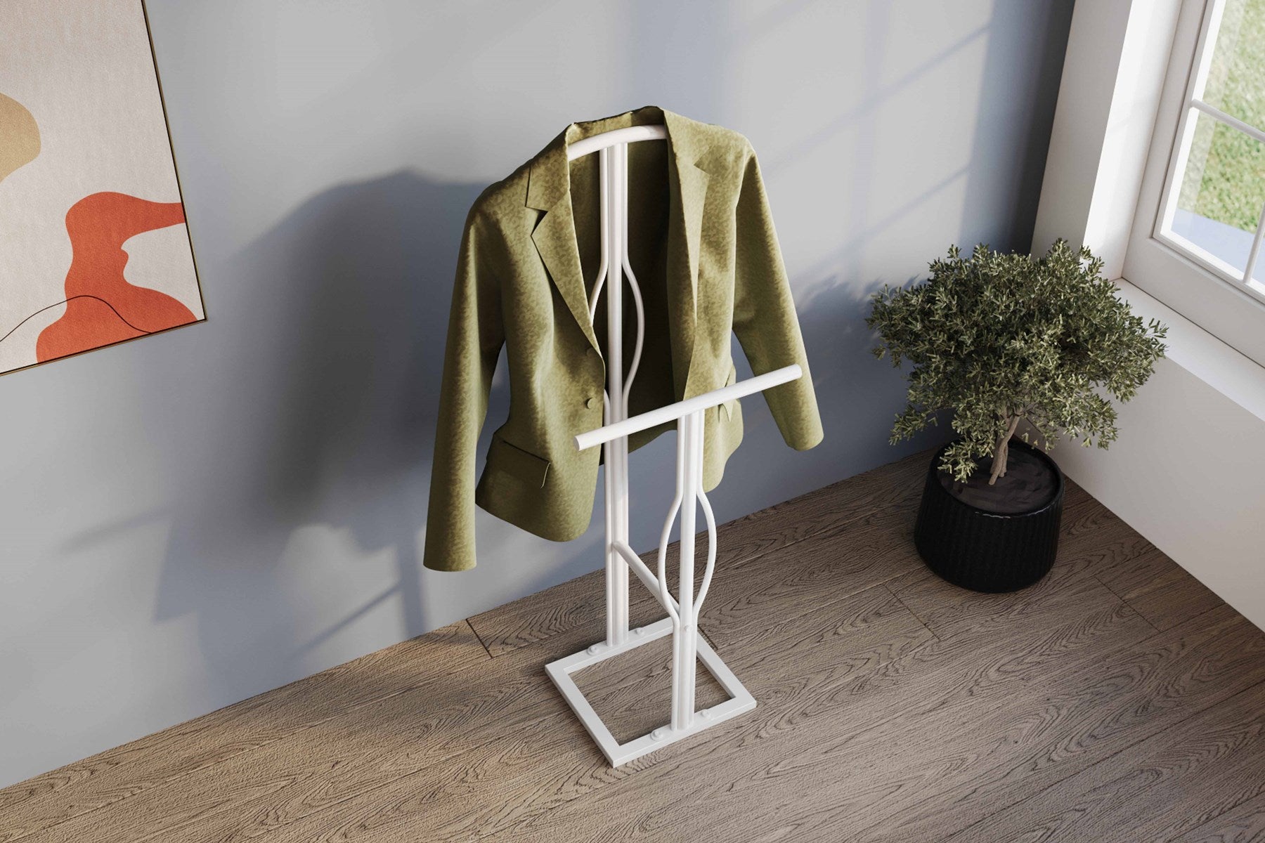 Argimo Dilsiz Uşak Çift Tepeli Metal Modüler Ofis İşyeri Elbise Askılık