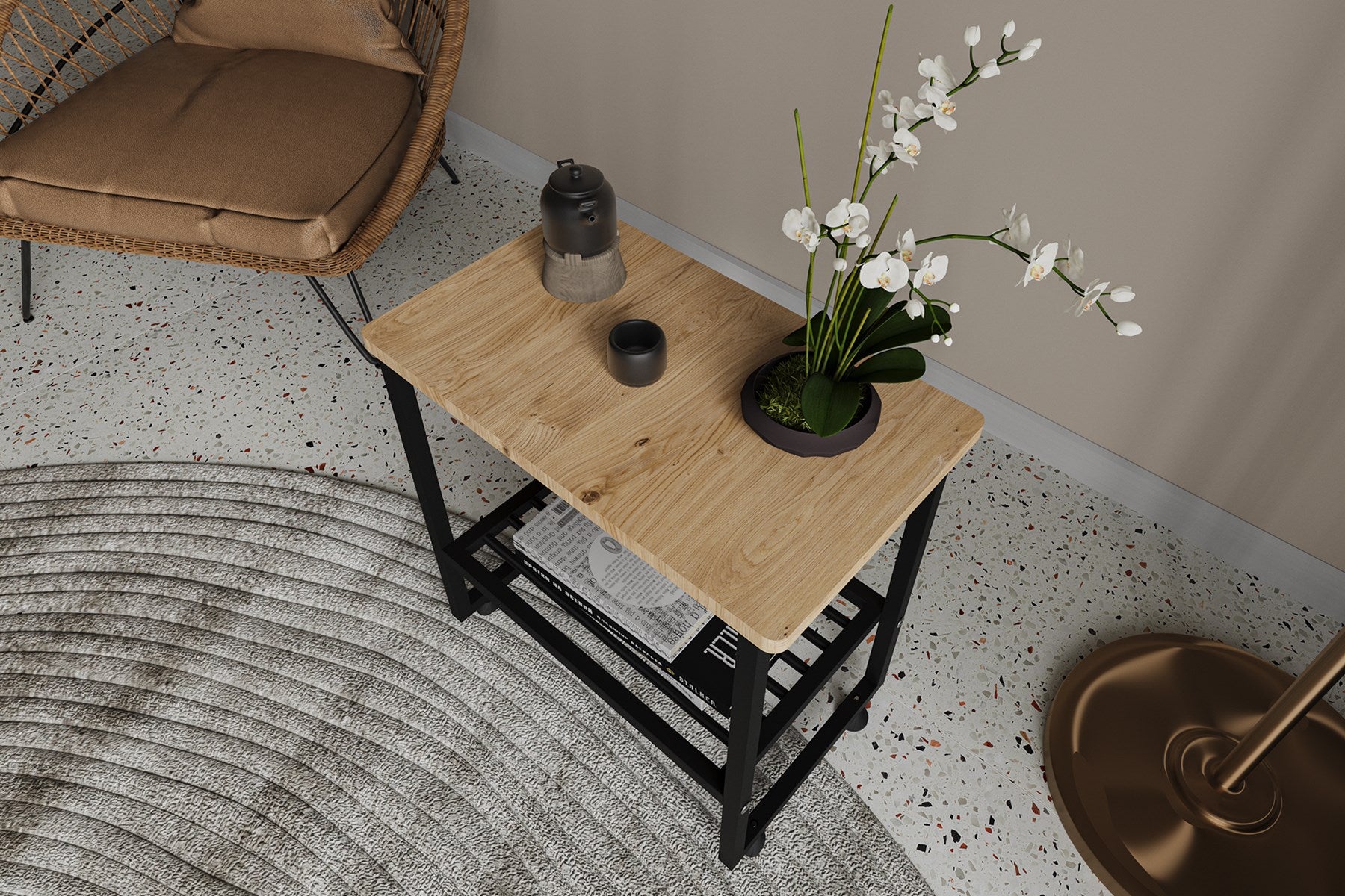 Argimo Legno Metal Baş Ucu Komodin