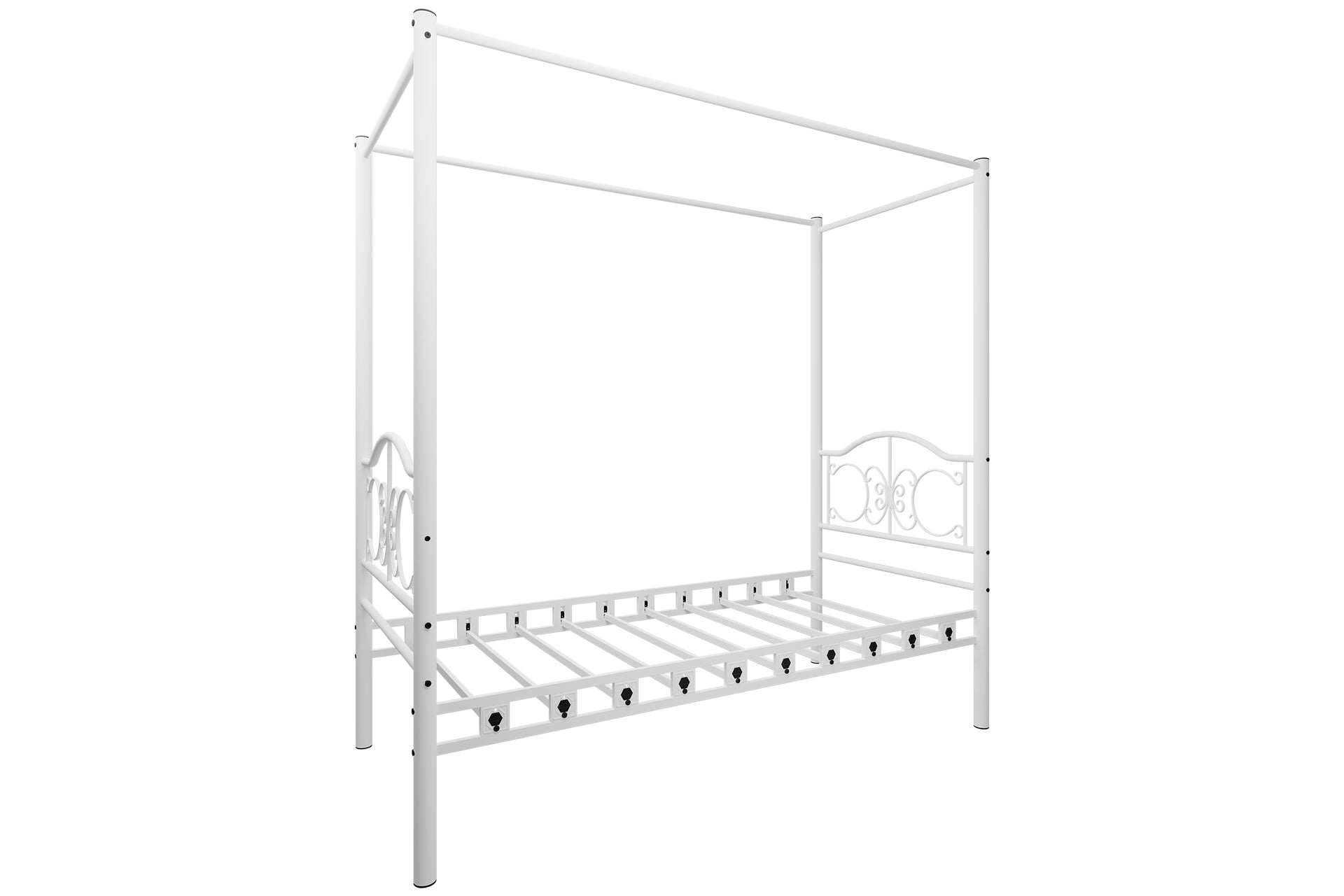 Argimo Pero Sultan Tek Kişilik Başlıklı Metal Beyaz Karyola (Cibinliksiz)