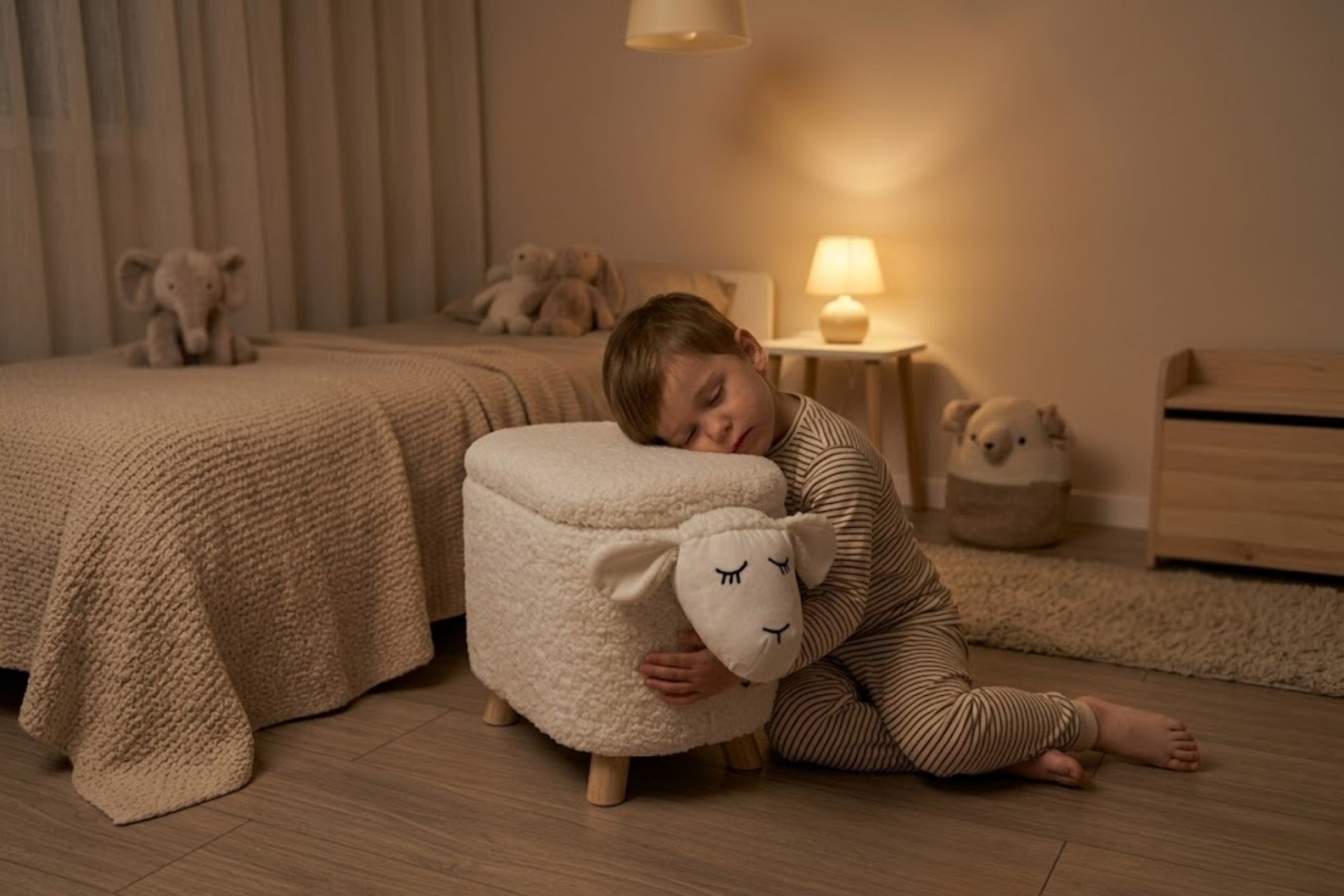 Argimo Mellow Kuzu Figürlü Bebek Çocuk Odası Sandıklı Puf