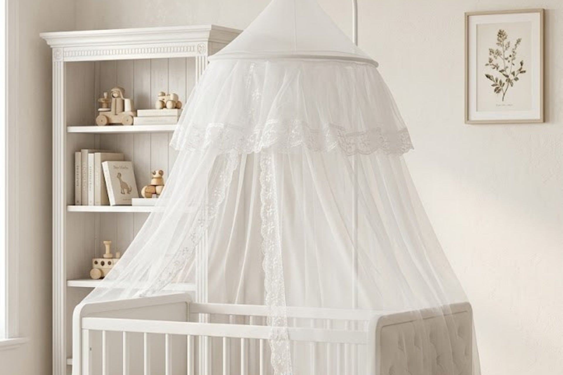 Argimo Fransız Güpürlü Park Beşik Cibinliği Bebek Karyola Tülü Beyaz