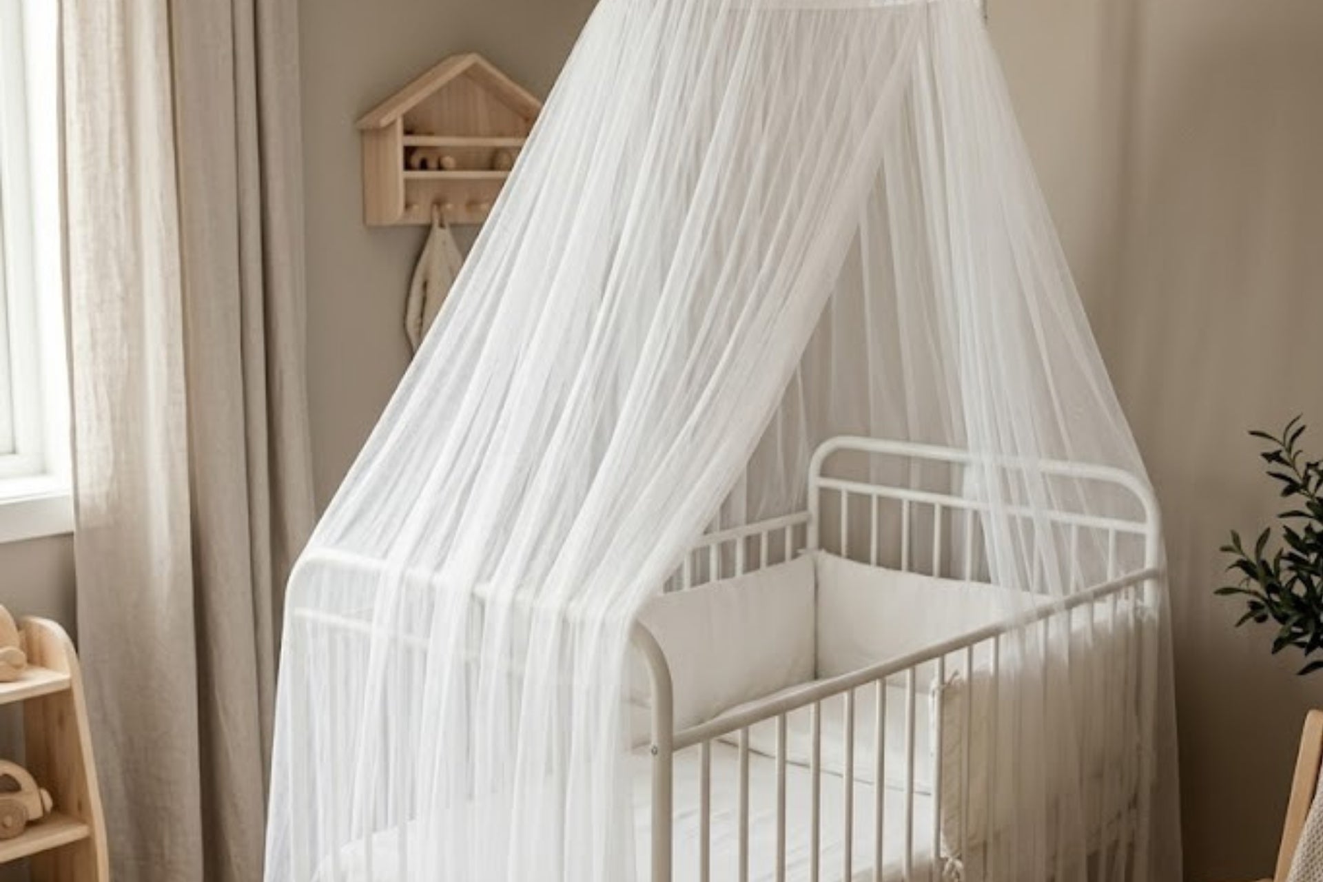 Argimo Bebek Park Beşik Cibinliği Bebek Karyola Tülü Beyaz