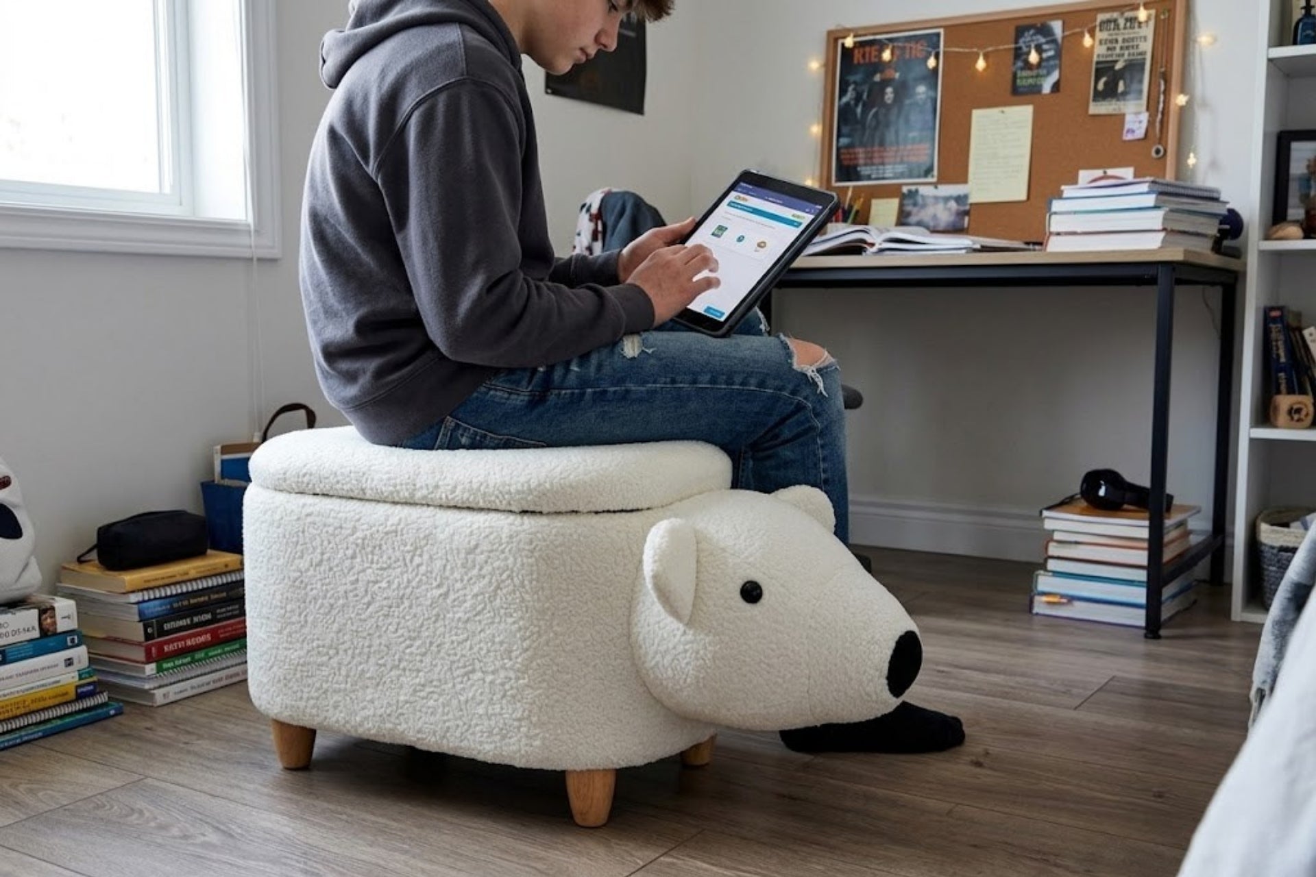Argimo Bobo Kutup Ayısı Bebek Çocuk Odası Sandıklı Puf